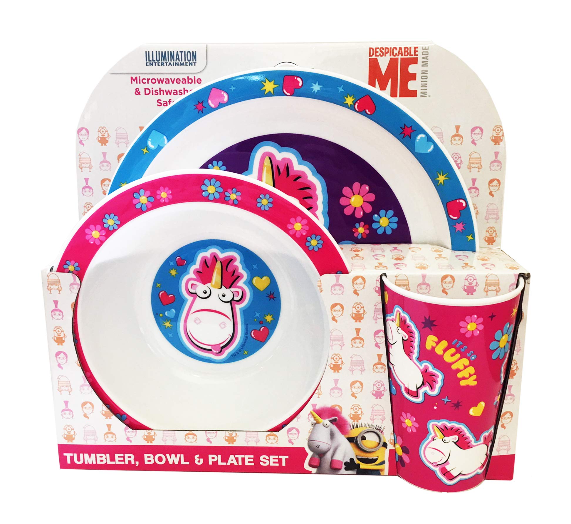 Despicable Me 1425 1534 Fluffy Unicorn Tableware Set, polypropylene plastic