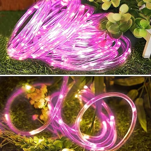 Miniatura 4 de Oluote Cuerda de luces solares, 50 luces LED de 16 pies16.4 ft2 modos, impermeable, cadena de luces solares de alambre de cobre, luces de cuerda