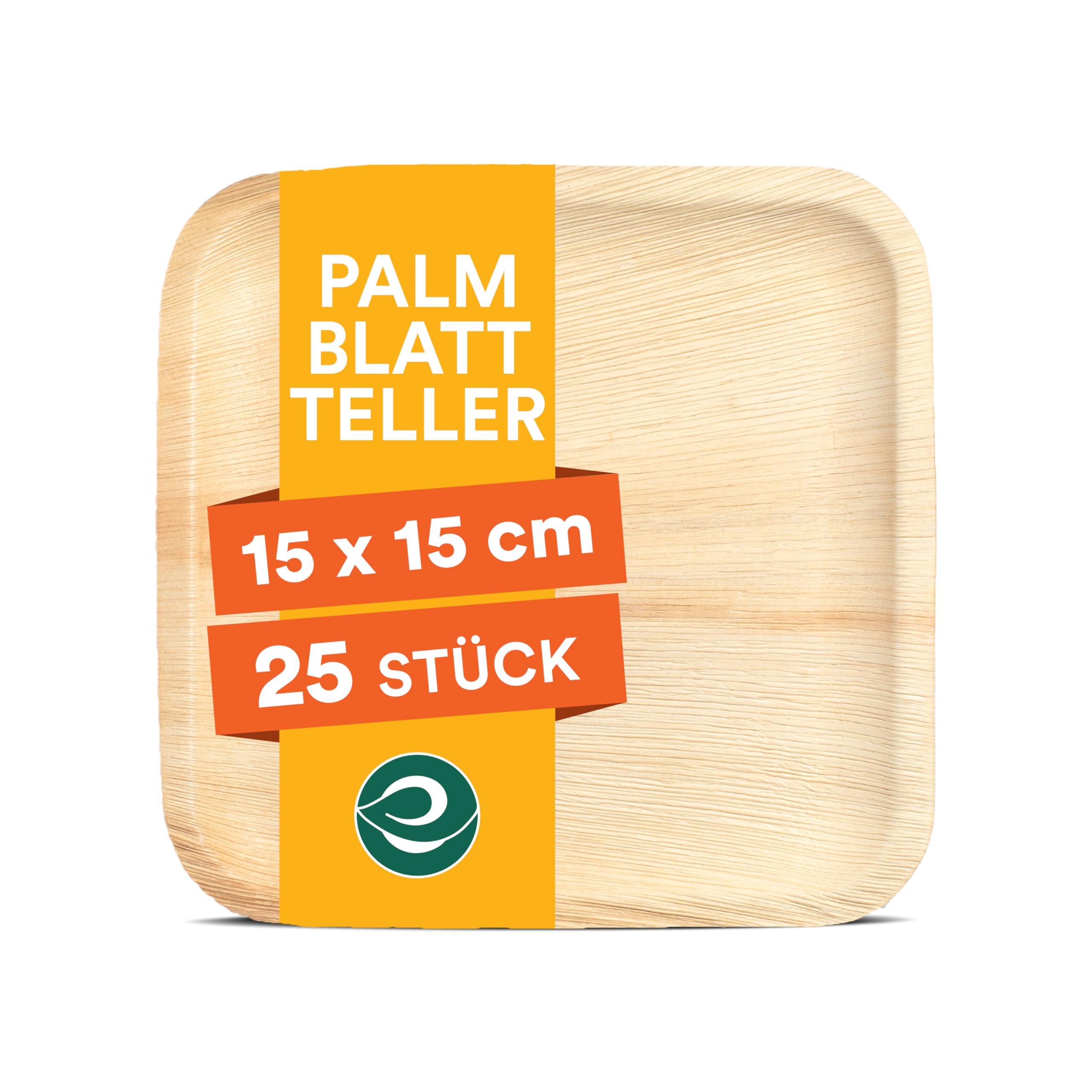 ECO SOUL quadratische Palmblatt-Teller 15 cm (6 Zoll) (25 Stück) | 100% kompostierbar & robust | Premium Einwegteller | Umweltfreundliche Party- & Dessertteller