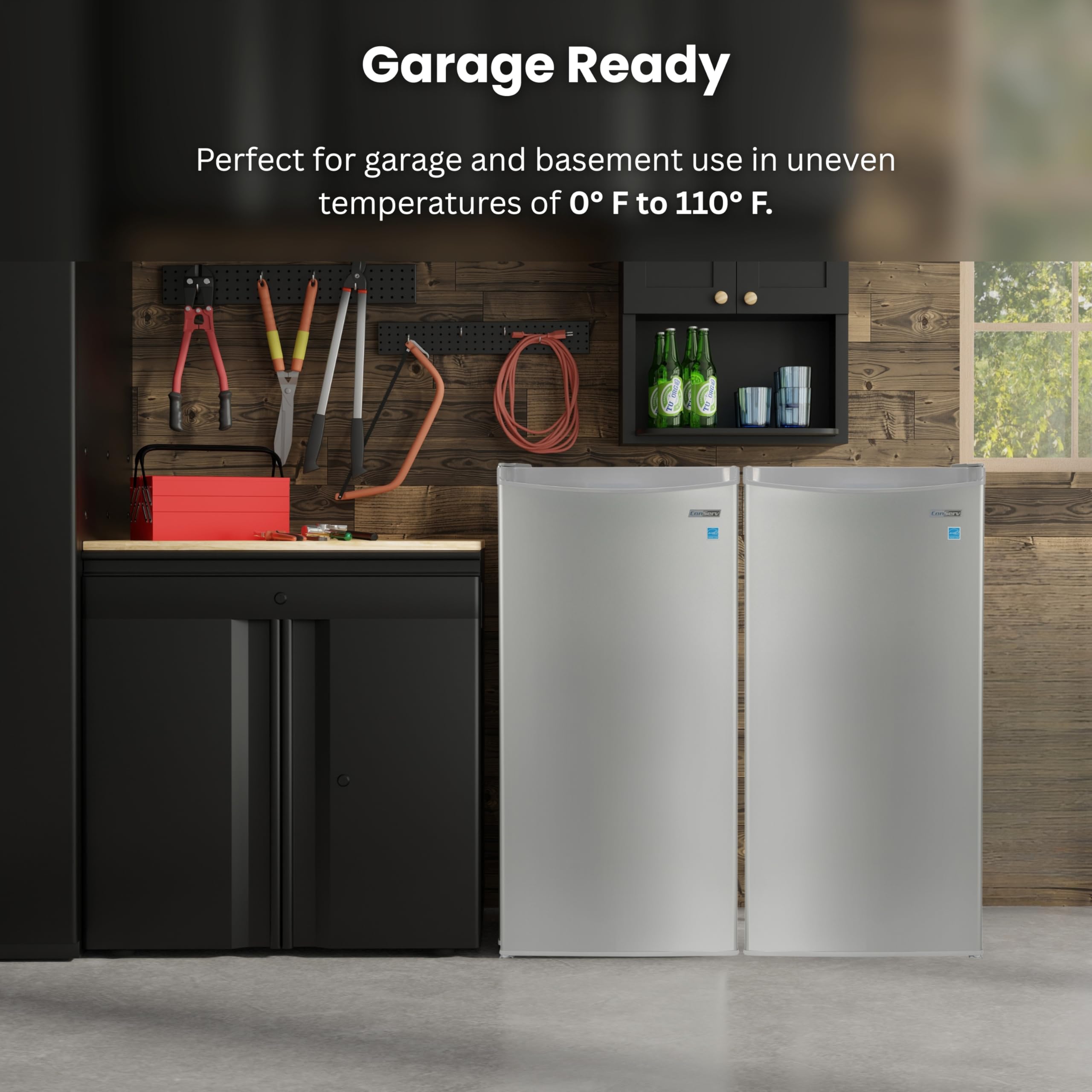 Conserv Energy Star 4.3 Cu.Ft. Convertible Refrigerator Freezer Pair, Garage Ready— Modular Side-By-Side French Door Look, Use As Fridge Or Freezer on Fridge.com - View 6