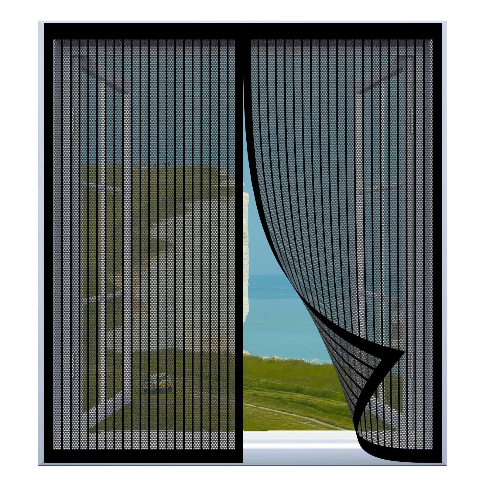 Yuanwan Black Magnetic Mosquito Net For Windows 93 X 135 Cm Easy Installation No Drilling Or Screwing Magnetic Flyscreen Net For Windows Nets To Keep Bugs Out,