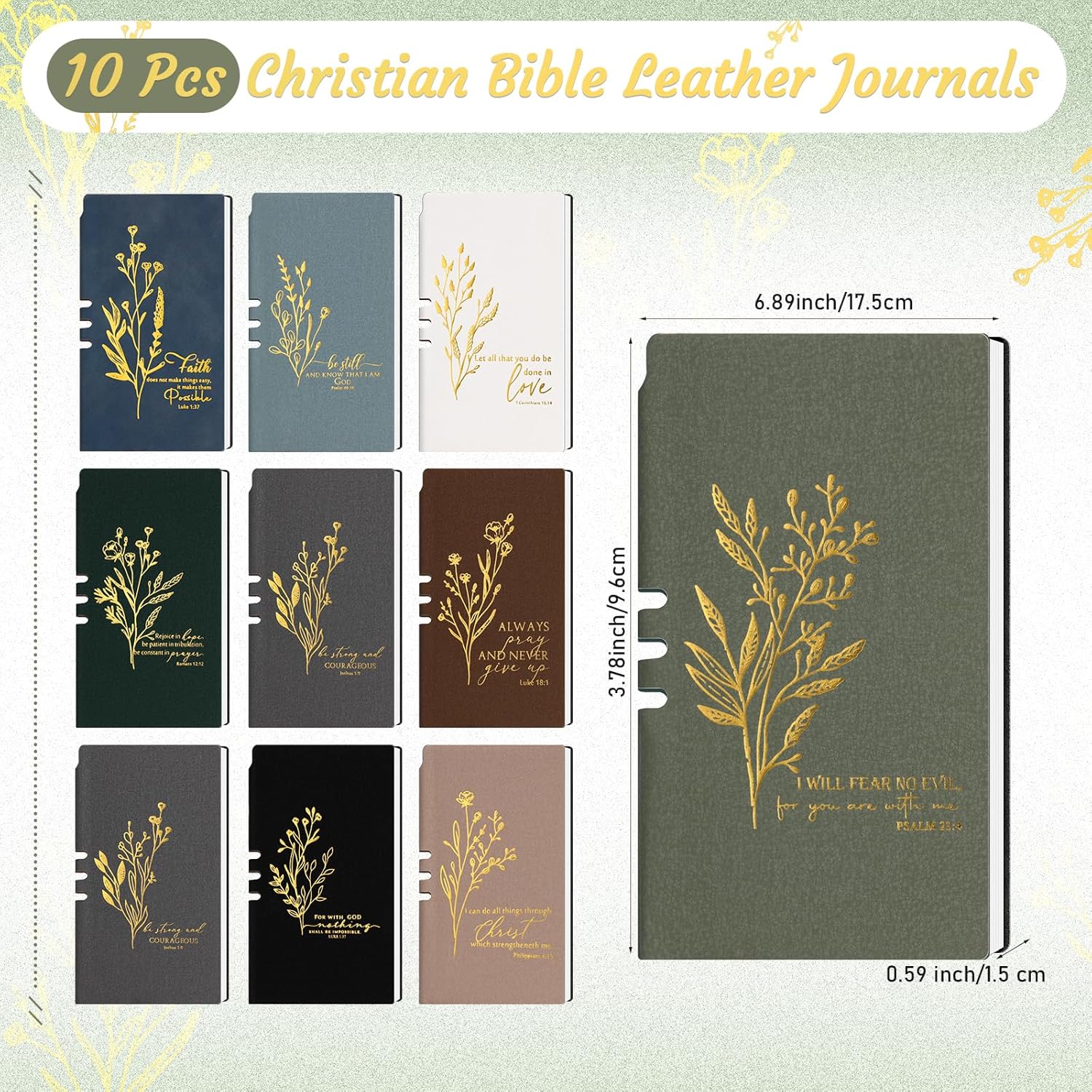 10 Sets Christian Gifts Inspirational Notebook A6 Leather Aesthetic Journals with Bible Verse Prayer Pen Religious Church Thank You Gift for Women Men Coworker Teachers