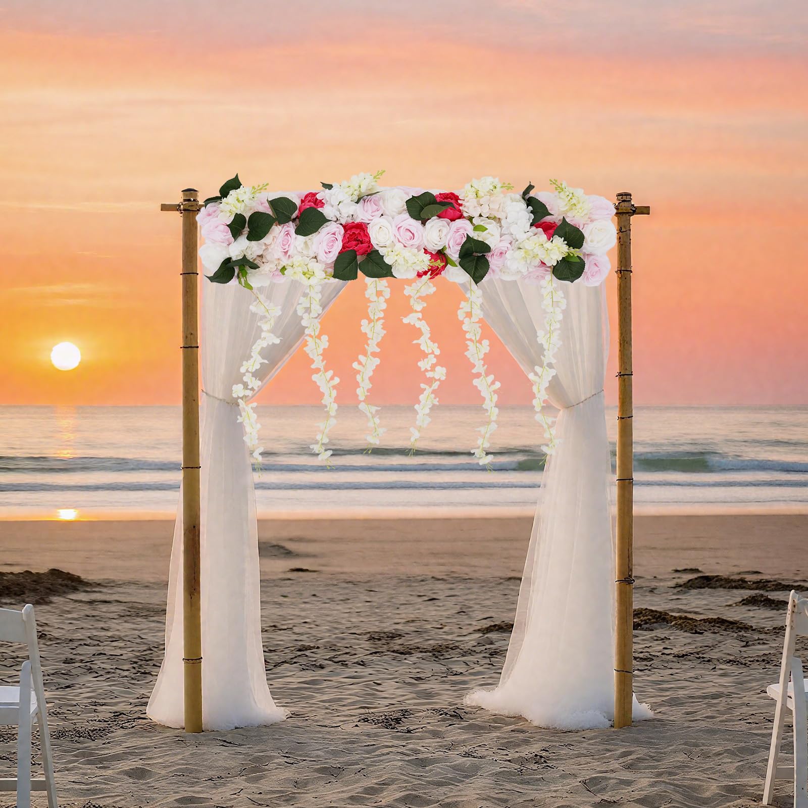 Flores artificiales 3D para pared, 100 x 80 cm, tira de flores artificiales con rosas peonías, decoración de pared fácil de limpiar para balcón, jardín, boda, salón
