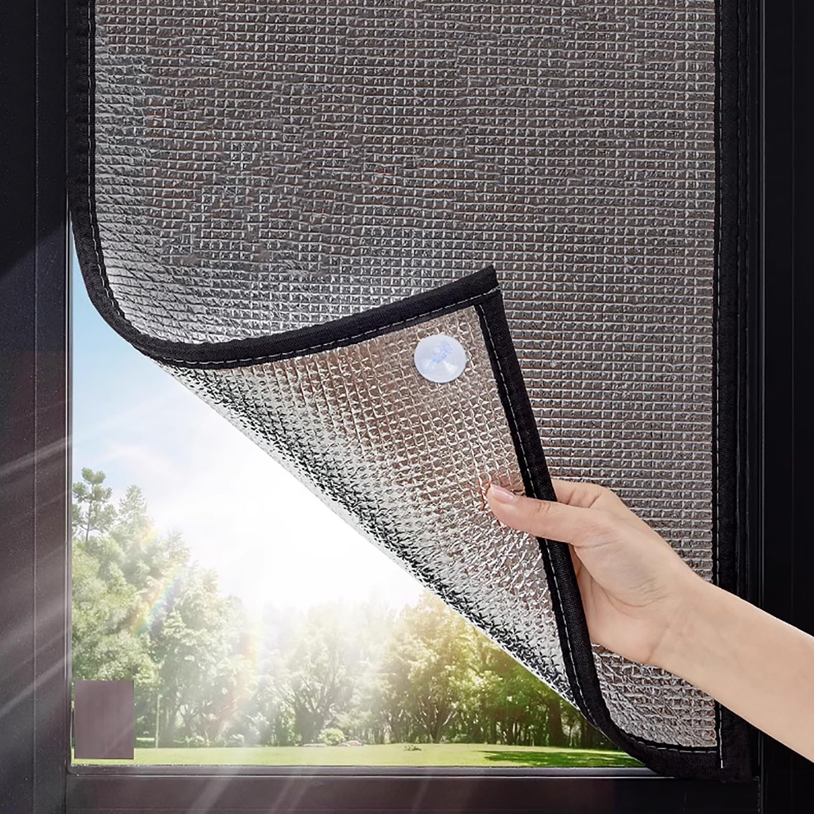CMYAOYC Reusable Window Insulation Kit, Thermal Insulated Window, Blackout Blinds, Cooling Privacy Window Film, Reflective Foil Insulation, Punch-Free with Suction Cup for Home(50x100cm/20x39in)