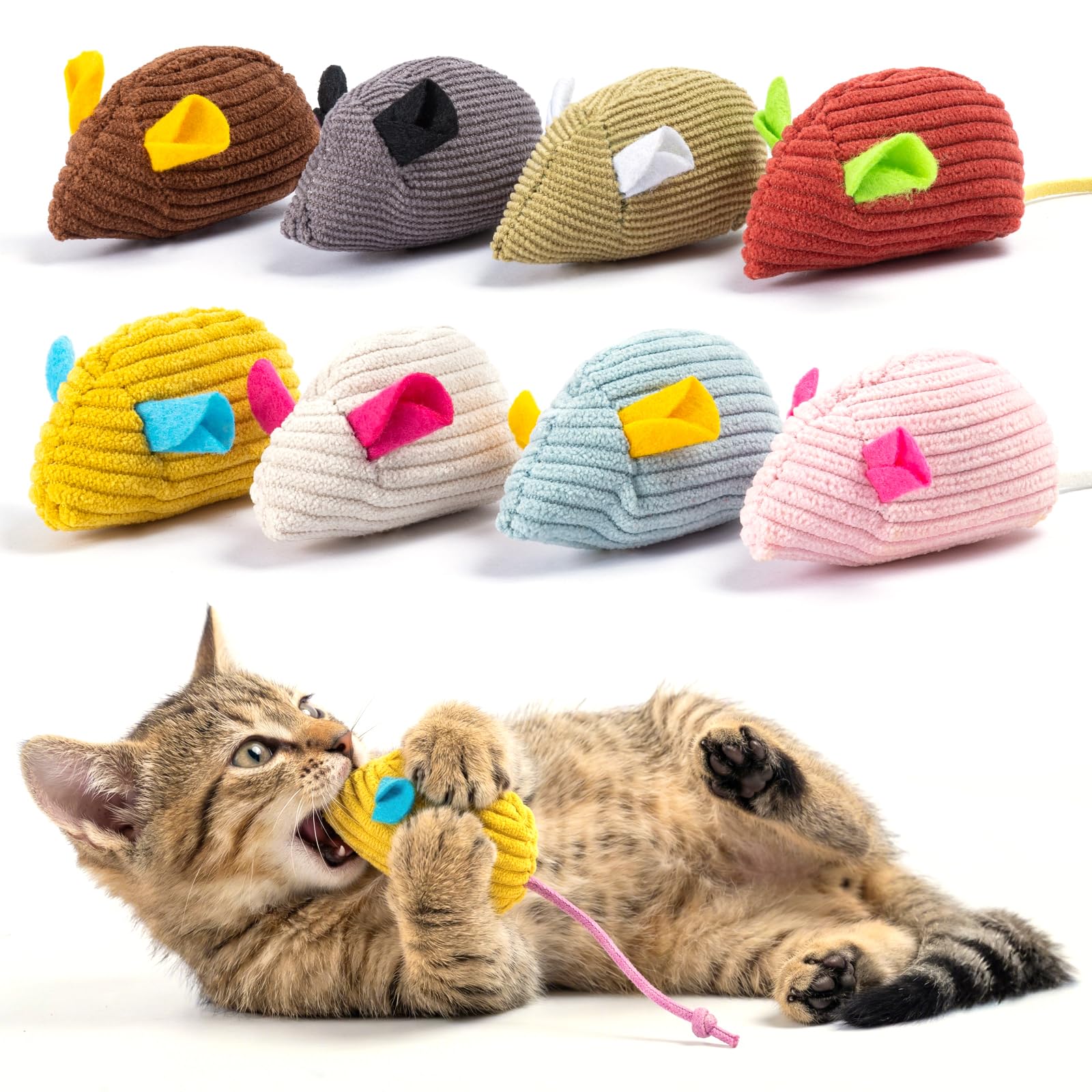 8Pcs Catnip Cat Mice Toys Intera