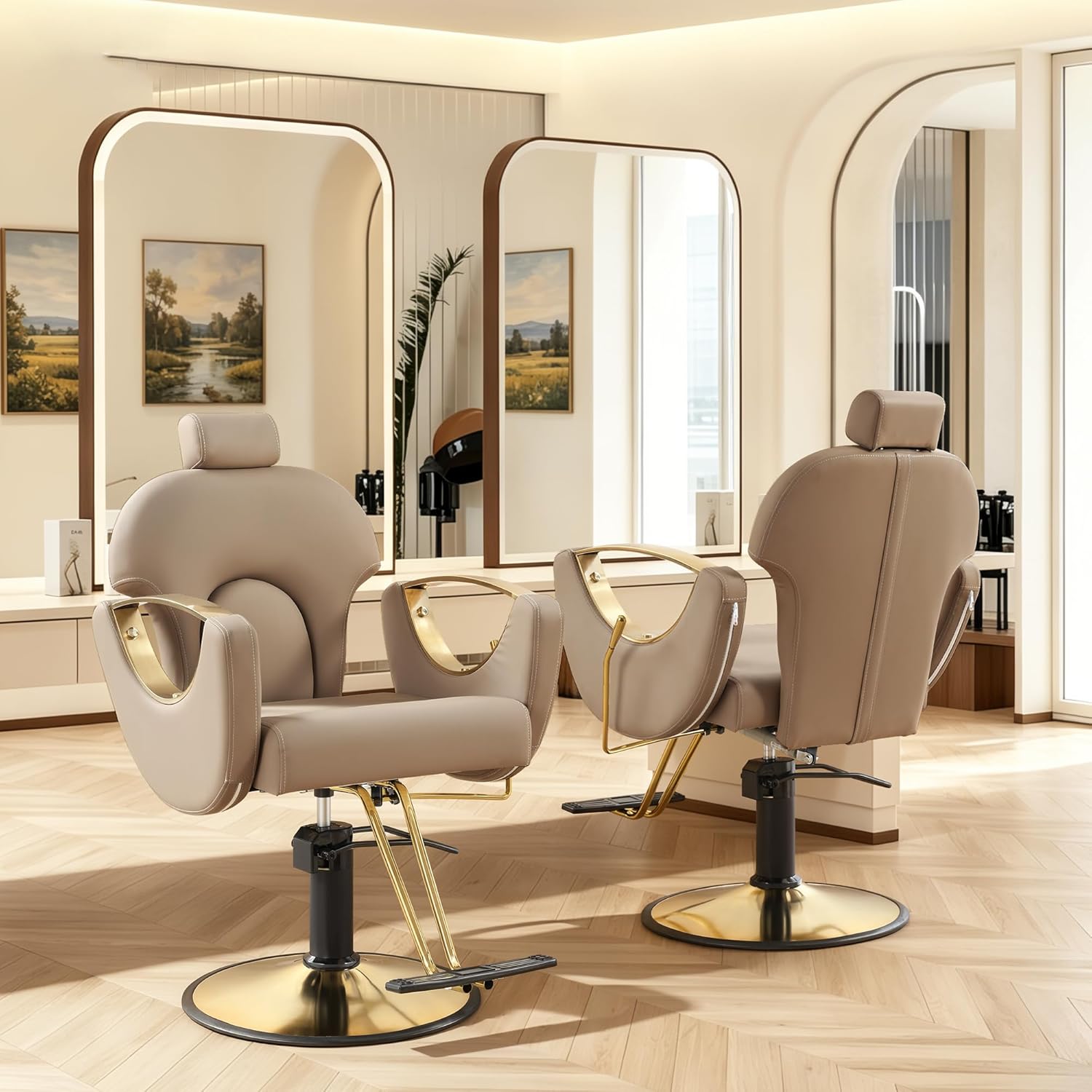 KIGOTY Salon Barber Chair, Reclining Barber Chair, Styling Chair, Height Adjustable Hair Salon Chairs for Hair Stylist, 360 Swivel Braiding Hairdresser Chair for Barbershop, Spa Equipment (1, Grey)
