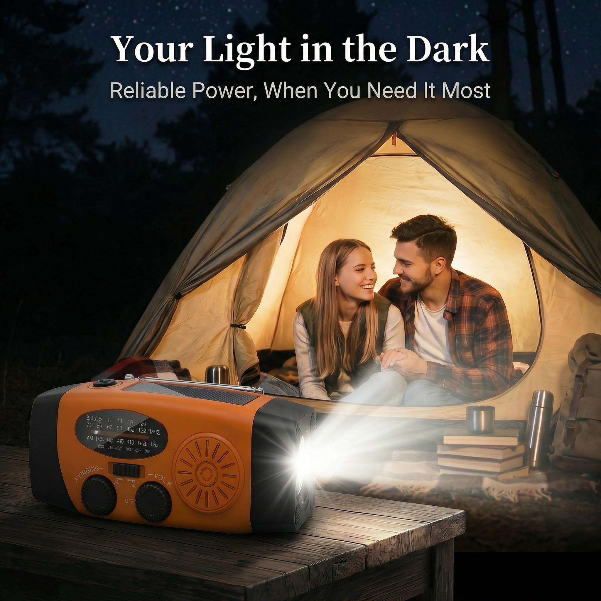 Notfallradio, Kurbelradio mit 2000mAh Power Bank & Solar, AM/FM Radio mit SOS-Alarm Leselicht, Innen Außen Camping