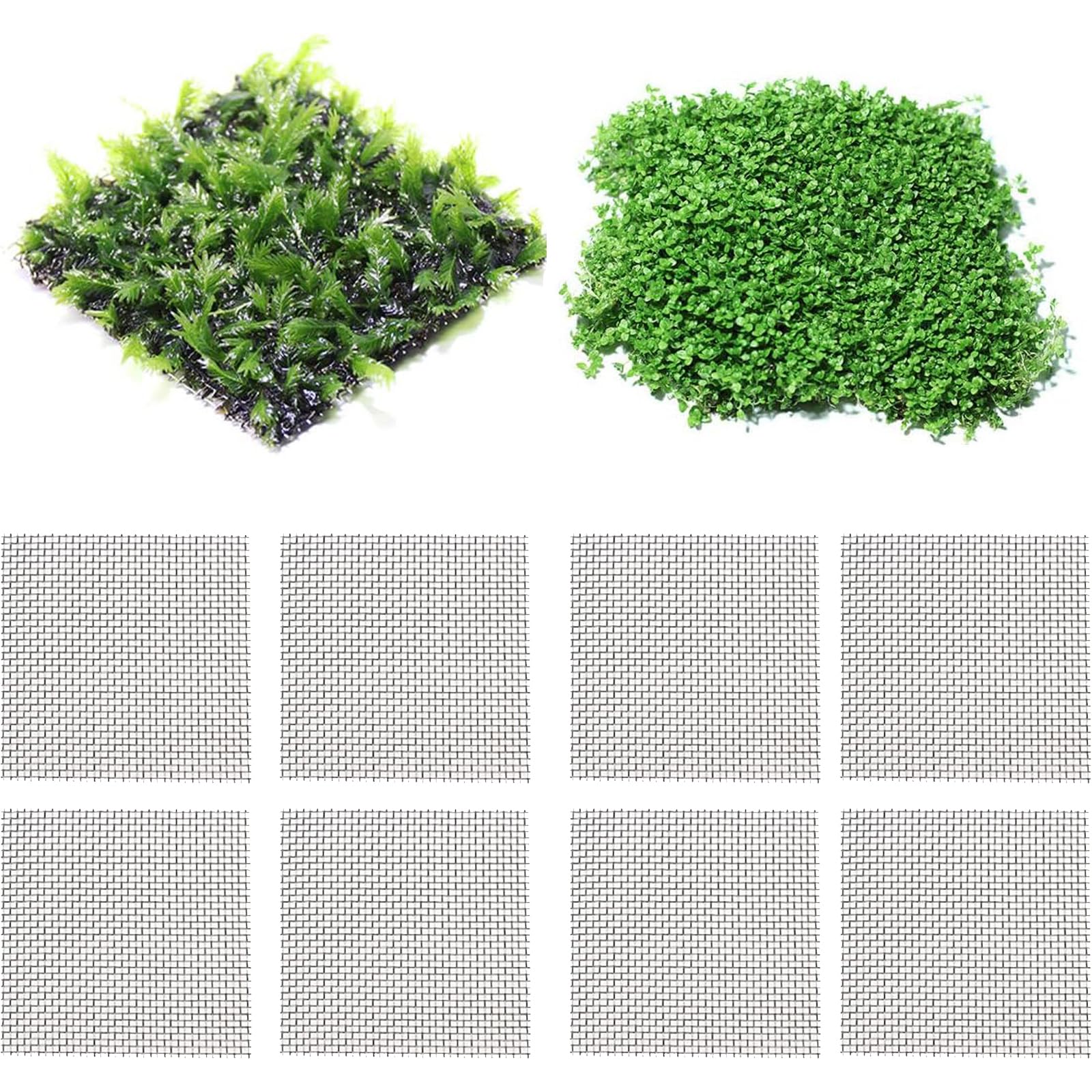 14 Pièces Mousse Plante Aquatique Décoration - 8 X 8 CM Accessoire Grillage Fin en Acier Inoxyable - Maille Fine Pour Aquarium