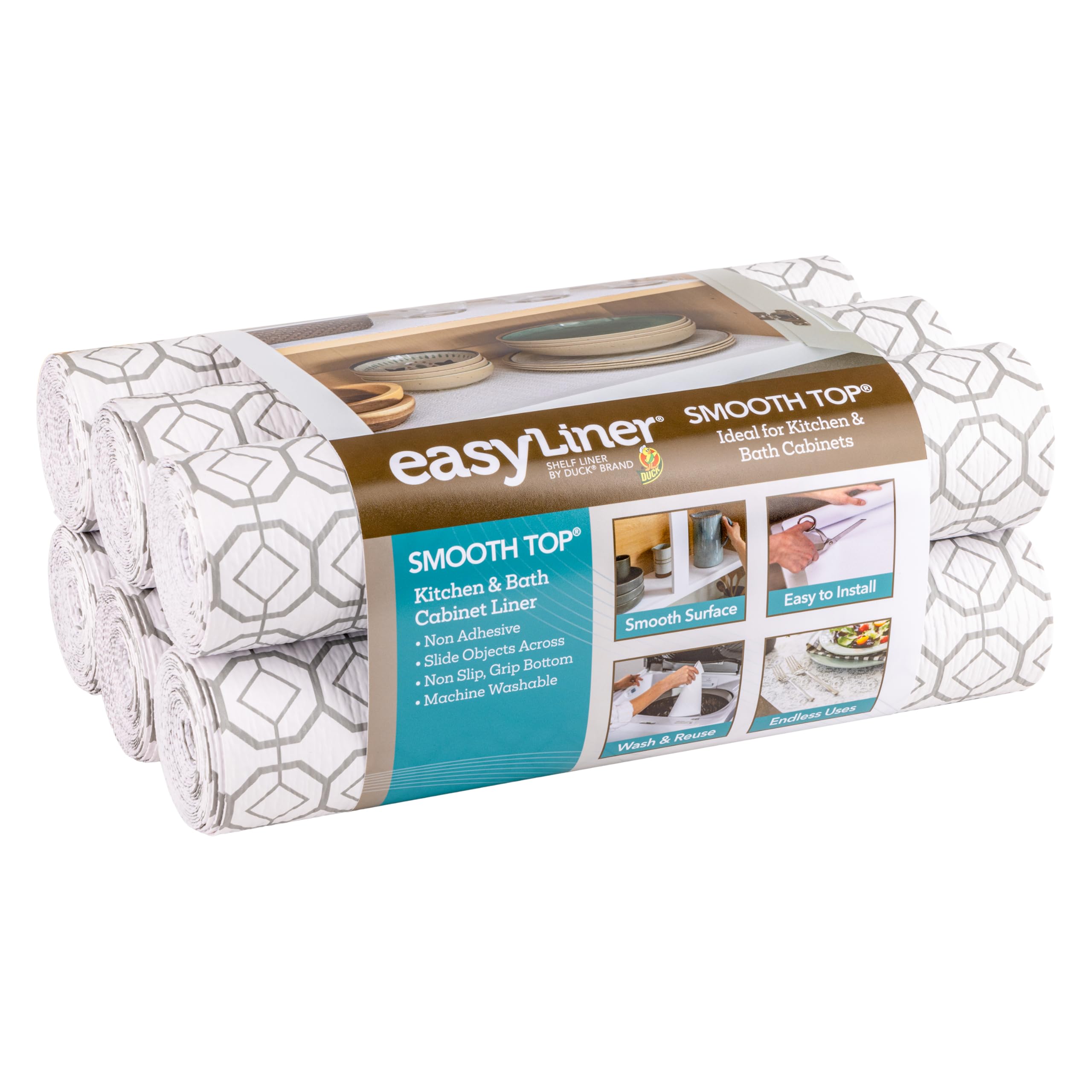 Protector para estantes y cajones antideslizante Duck EasyLiner Gris 20" x 6 pies, 6 unidades