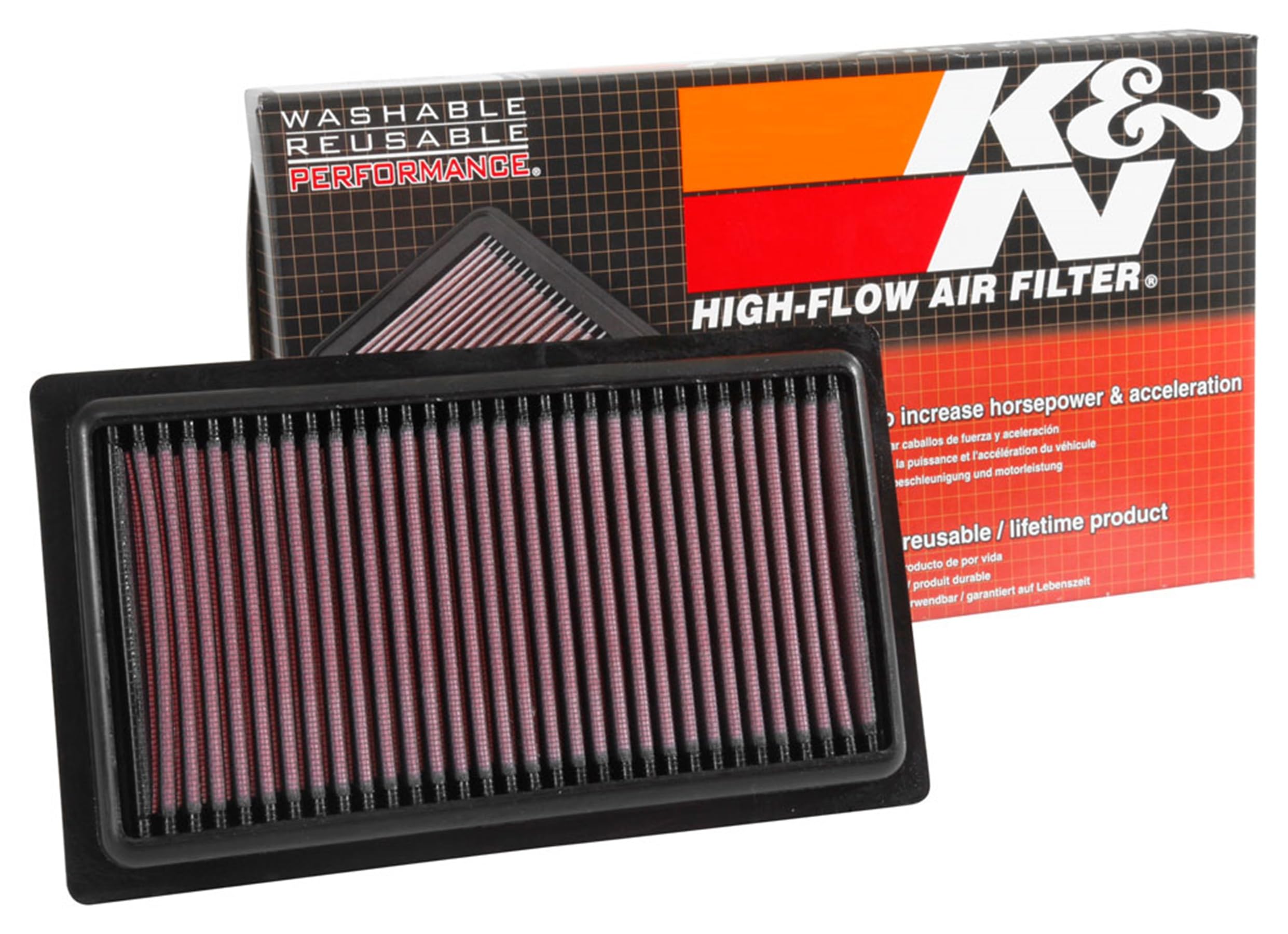 K&N Engine Air Filter: Reusable, Clean Every 75,000 Miles, Washable, Premium, Replacement Car Air Filter: Compatible with 2014-2019 HYUNDAI (i20 II), 33-3052