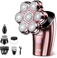 HiBig 5-in-1 Electric Razor for Women: 7D Floating Head Body Shaver, IPX7 Waterproof Wet/Dry Bikini Trimmer for Legs, Face, Underarms - Rose Pink