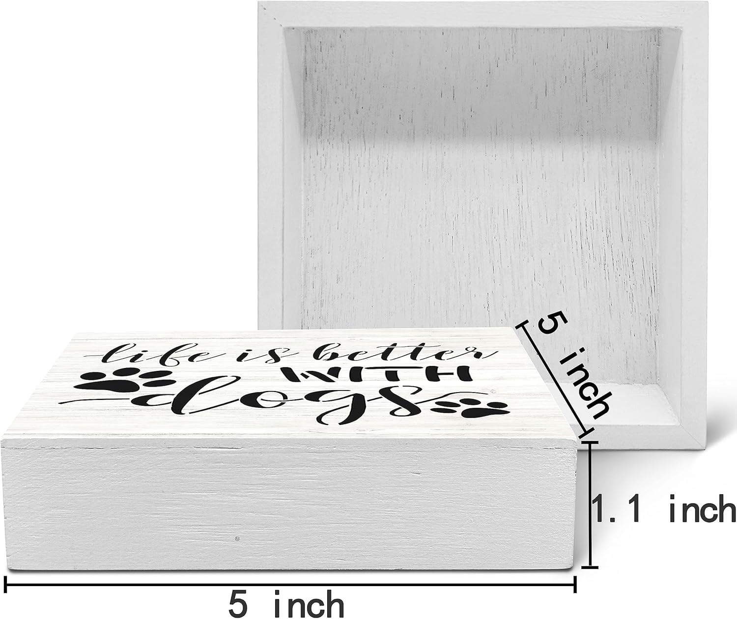 SRADMO Life Is Better with Dogs Wood Box Sign Desk Decor, Dog Lovers Saying Rustic Wooden Block Box Sign Decoration For Home Living Room Shelf Table Decor - Image 2