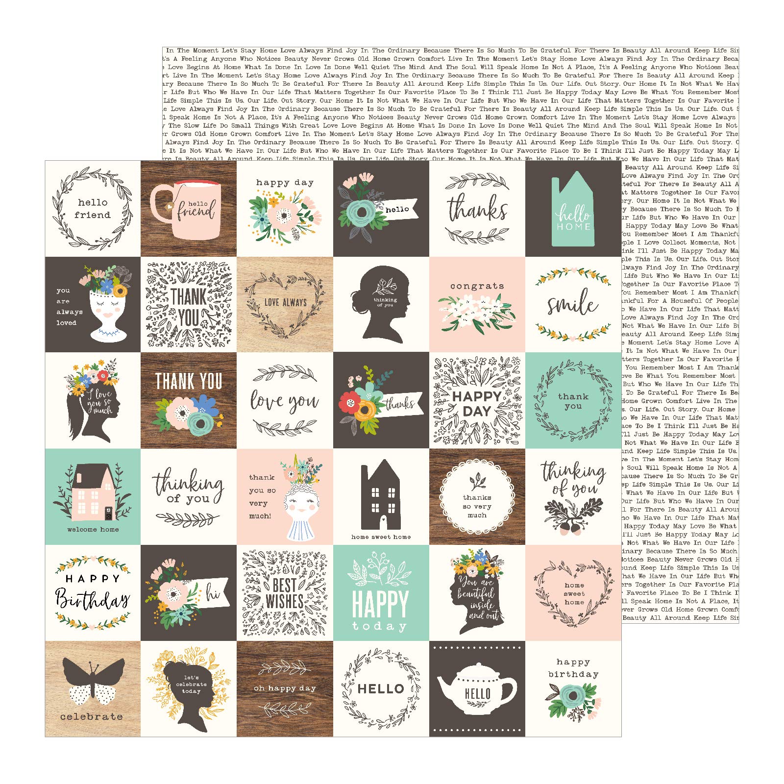 Jen Hadfield Sweet Sentiments Paper, 12-x-12-Inch, Multicolor