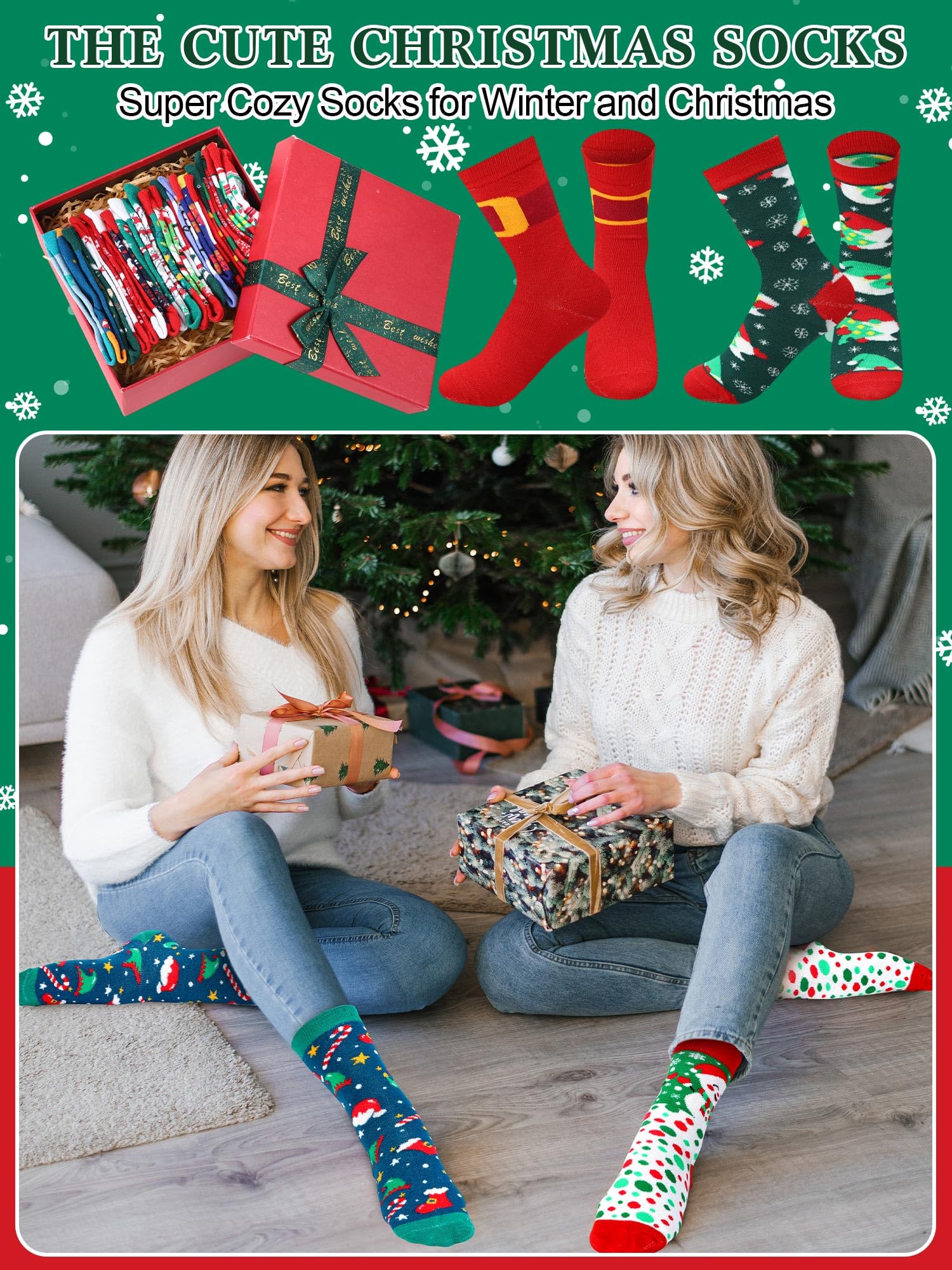 Shinymoon 24 pares de calcetines a granel, divertidos calcetines novedosos para mujeres y niñas, regalos de vacaciones