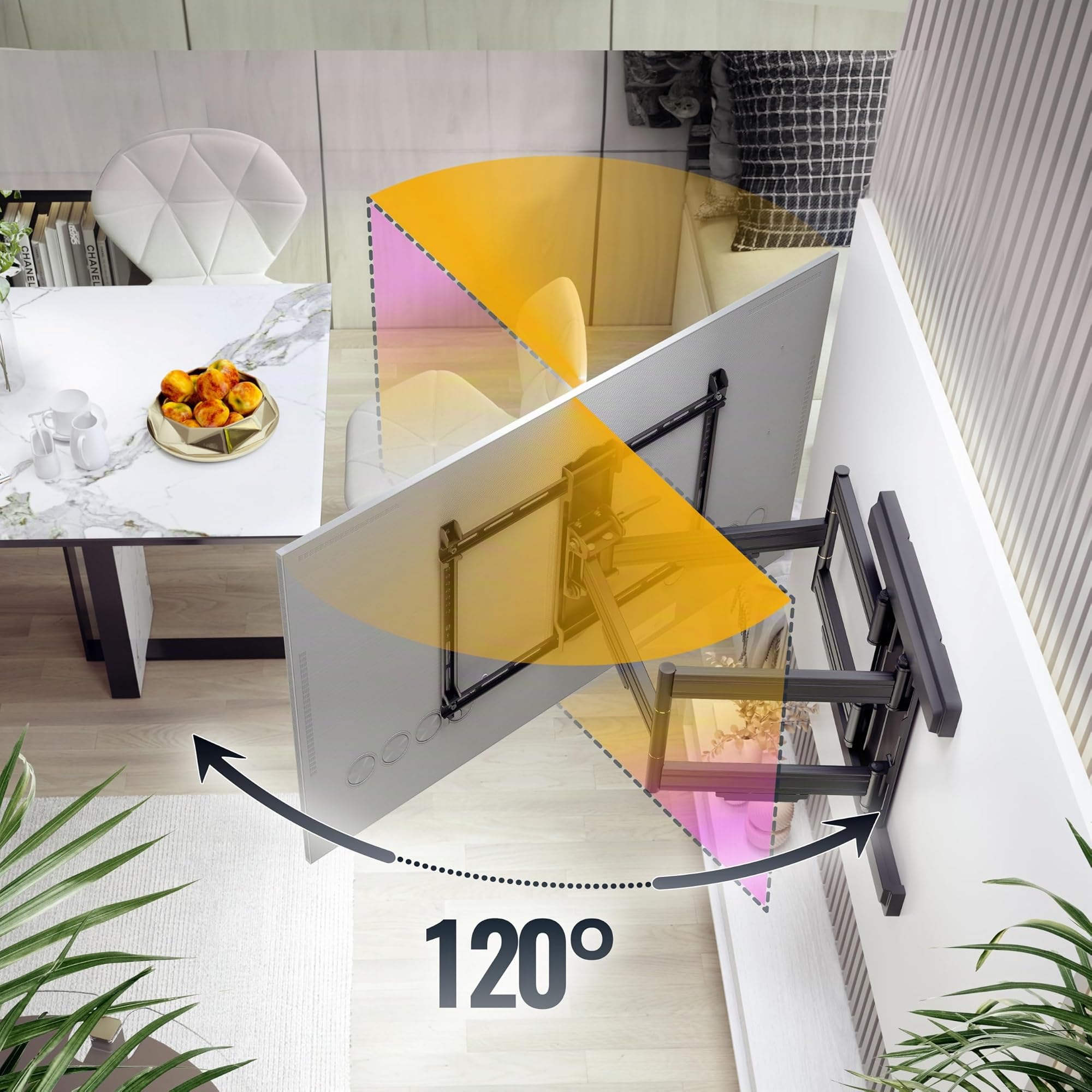 RICOO Soporte TV Pared Giratorio Inclinable Televisión 65-110" (165-279cm) S7564-B Brazo articulado Televisor LED LCD Curvo VESA 300x200-600x400