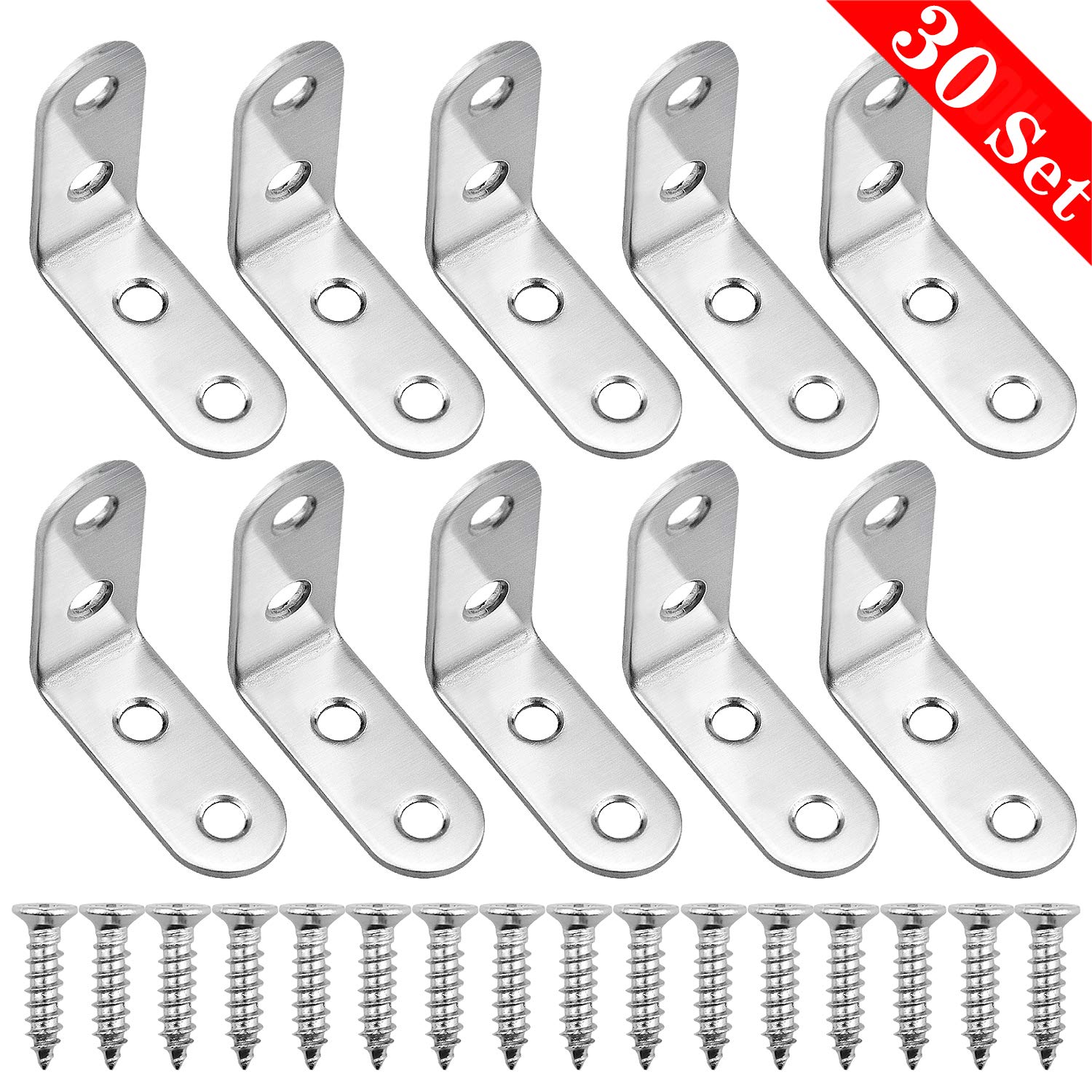 Buy 30 Pieces Heavy Duty l Shaped Right Angle Brackets with 120Pcs