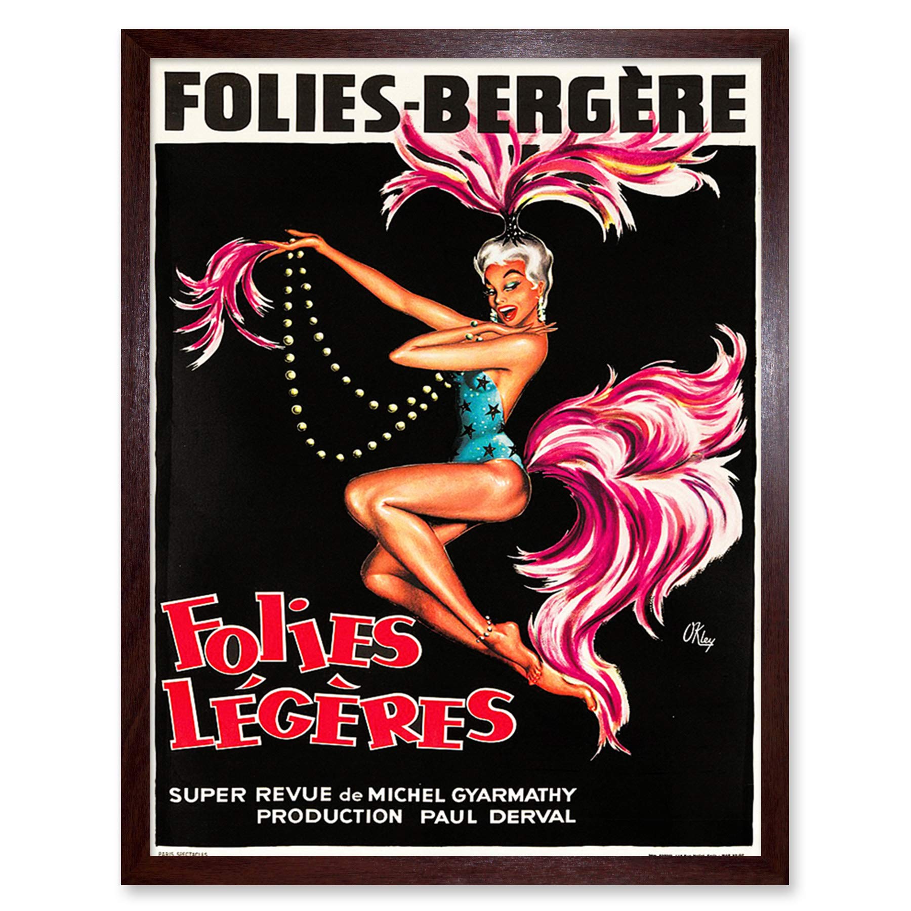 Wee Blue Coo Folies Bergere Cabaret Showgirl Art Print Framed Poster Wall Decor 12x16 inch