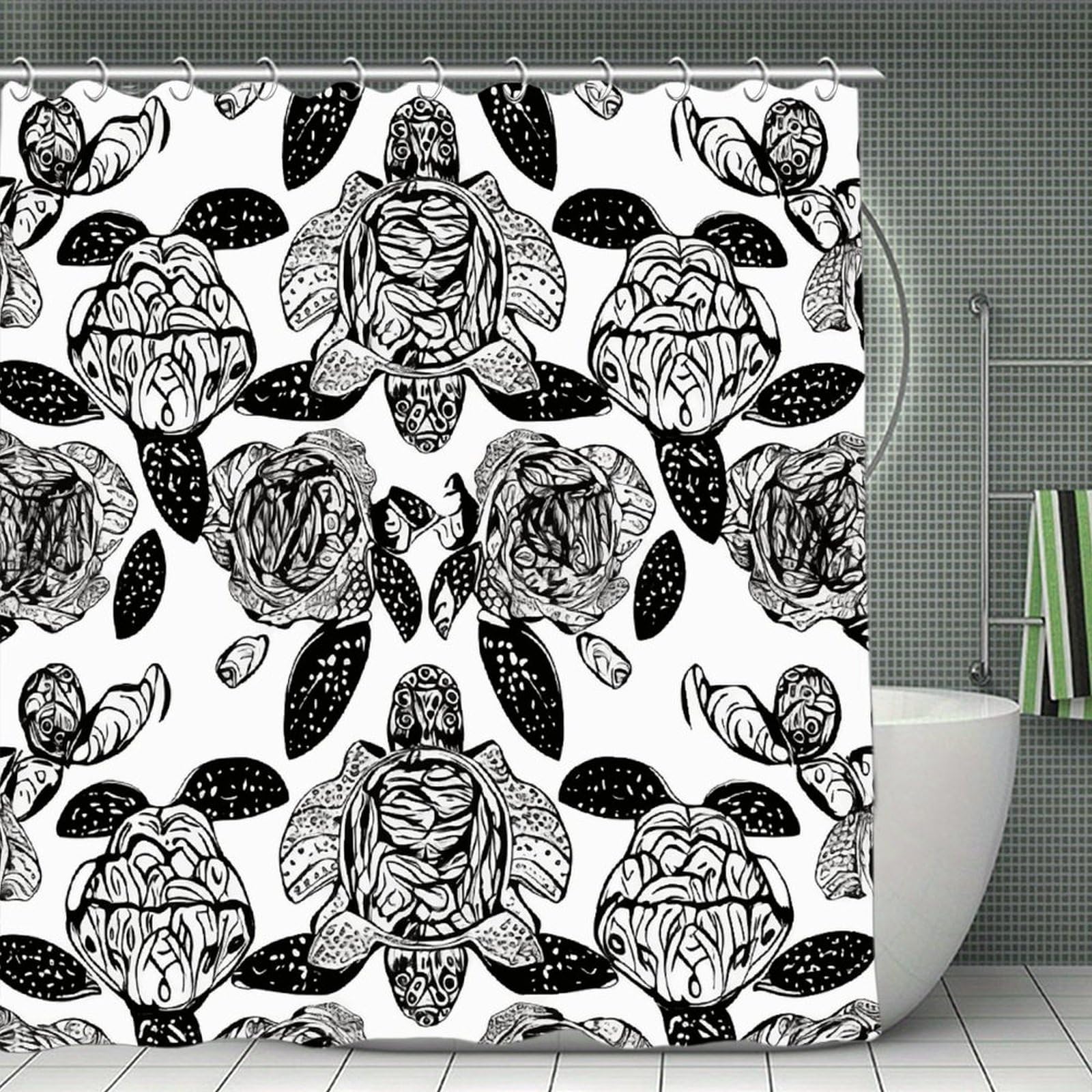 VstaDank Animals Sea Turtles Shower Curtain 71x71 Heavy Duty Polyester Cloth Bath Curtain with Hooks Thick Waterproof Shower Liner Fun Magic Decorative Bathroom Curtains for Bathtub