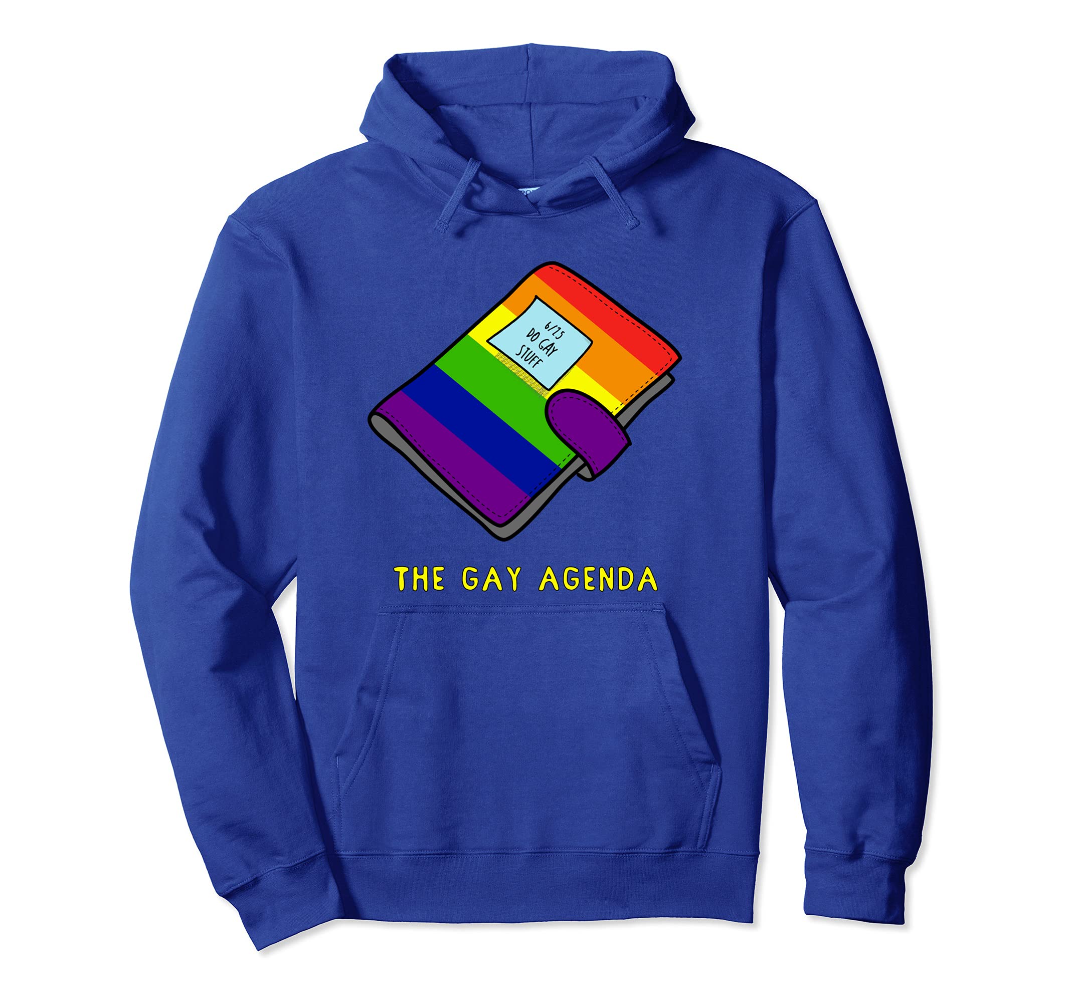 The Gay Agenda Funny Gay Pride Planner Calendar Graphic Pullover Hoodie, Blue, S