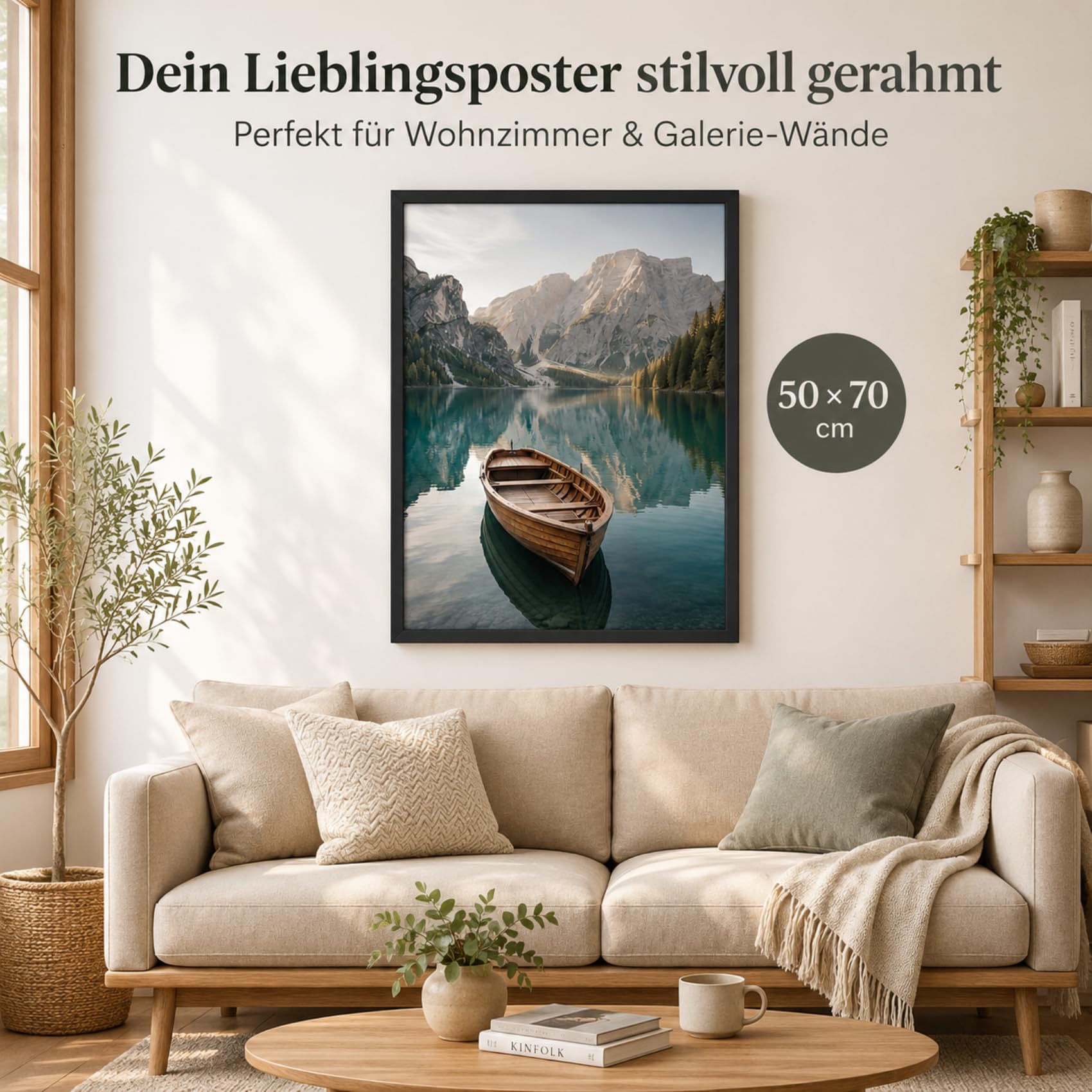 4er Bilderrahmen 50x70 cm Schwarz, MDF Rahmen 75x50 mit Acrylglas, Klassischer Fotorahmen für Wand Tischbilderrahmen mit Aufhängen Aufstellen für Poster Dokument, Wohnzimmer Deko