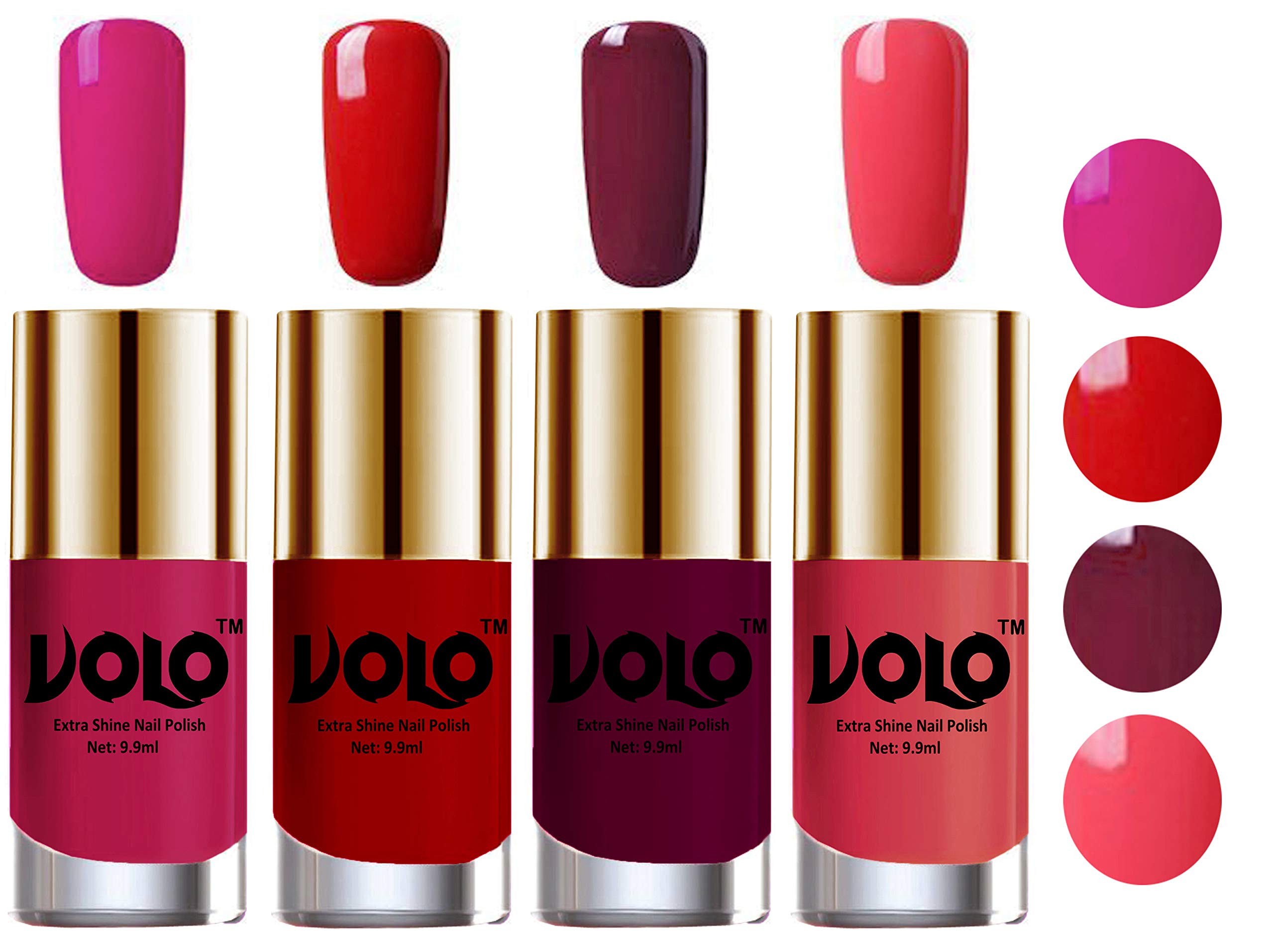 Volo Nail Polish Sets ( 4 Bottles) High Shine Smooth Long Lasting Nail Paints Combo Exceptionally Shine (Passion Pink, Red, Light Wine and Light Pink)-image-10