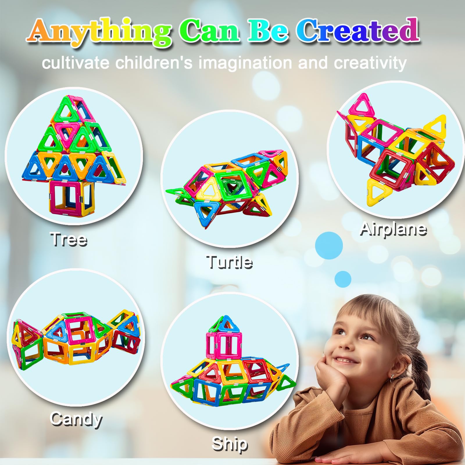 Ans 36PCS Construction Magnetique Enfant Ans Garcon