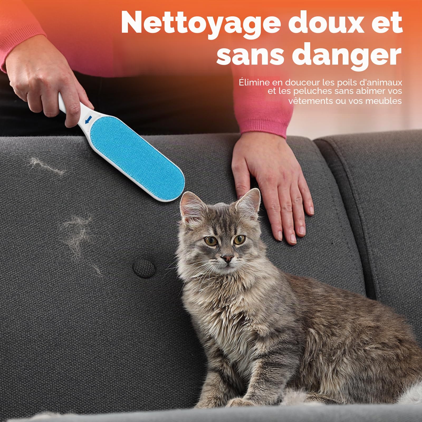 Bailey & buddies Brosse à poils d'animaux de compagnie, base autonettoyante, anti-peluches réutilisable, enlève les poils de chat et de chien, peluches de tapis et canapé, vêtements