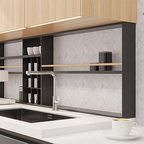 Miniatura 4 de Avant Decor  Espiga compuesta de piedra  Azulejos de cocina para despegar y pegar  Azulejos de pared para pegar  Fácil instalación  5 x 5 pulgadas