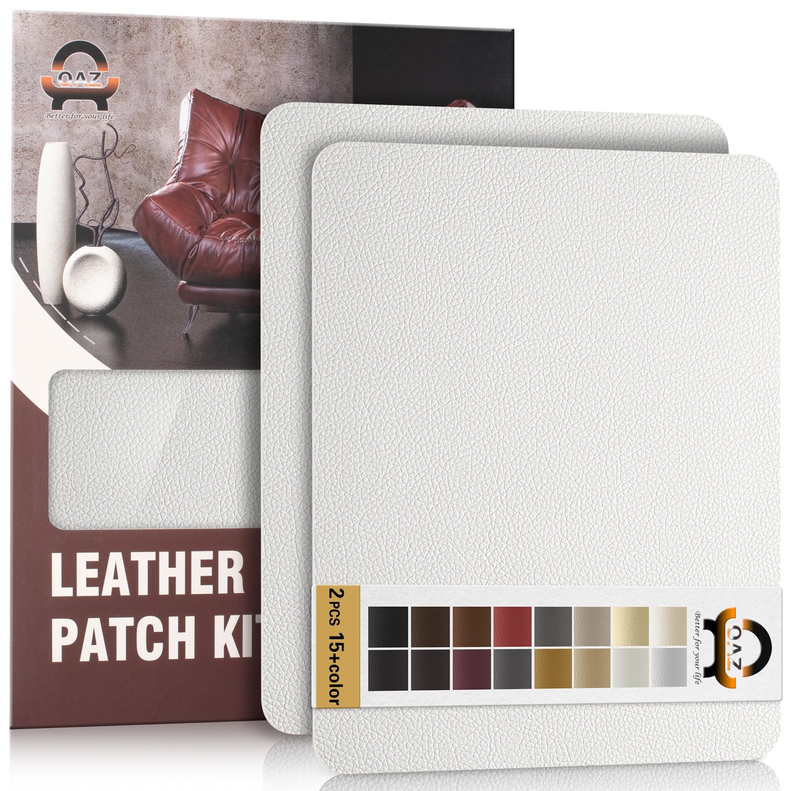 Kit di Riparazione in Pelle Bianco, 28×21 cm Nastro Adesivo in Pelle, Pelle Adesiva per Riparazioni Patch di Riparazione in Pelle per Divani, Automobili, Reclinazioni, Borse, Tappezzeria