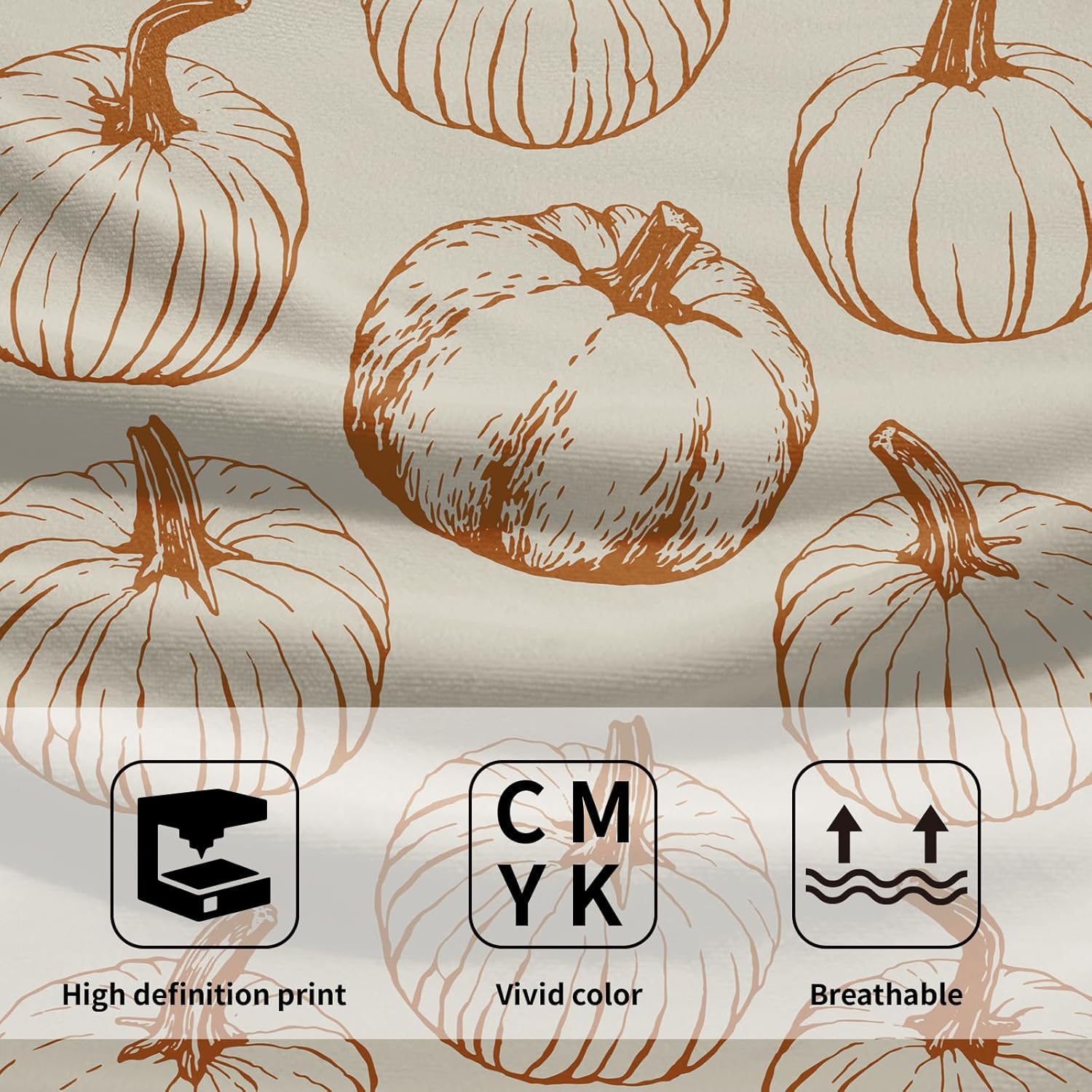 Fall Thanksgiving Pumpkin Hand Towels for Bathroom Set of 2 Burnt Orange Cream Autumn Harvest Theme Print Holiday Decorative Handtowels Soft Absorbent Bath Towel for Home Guest Room Hotel Gym Spa - Image 3