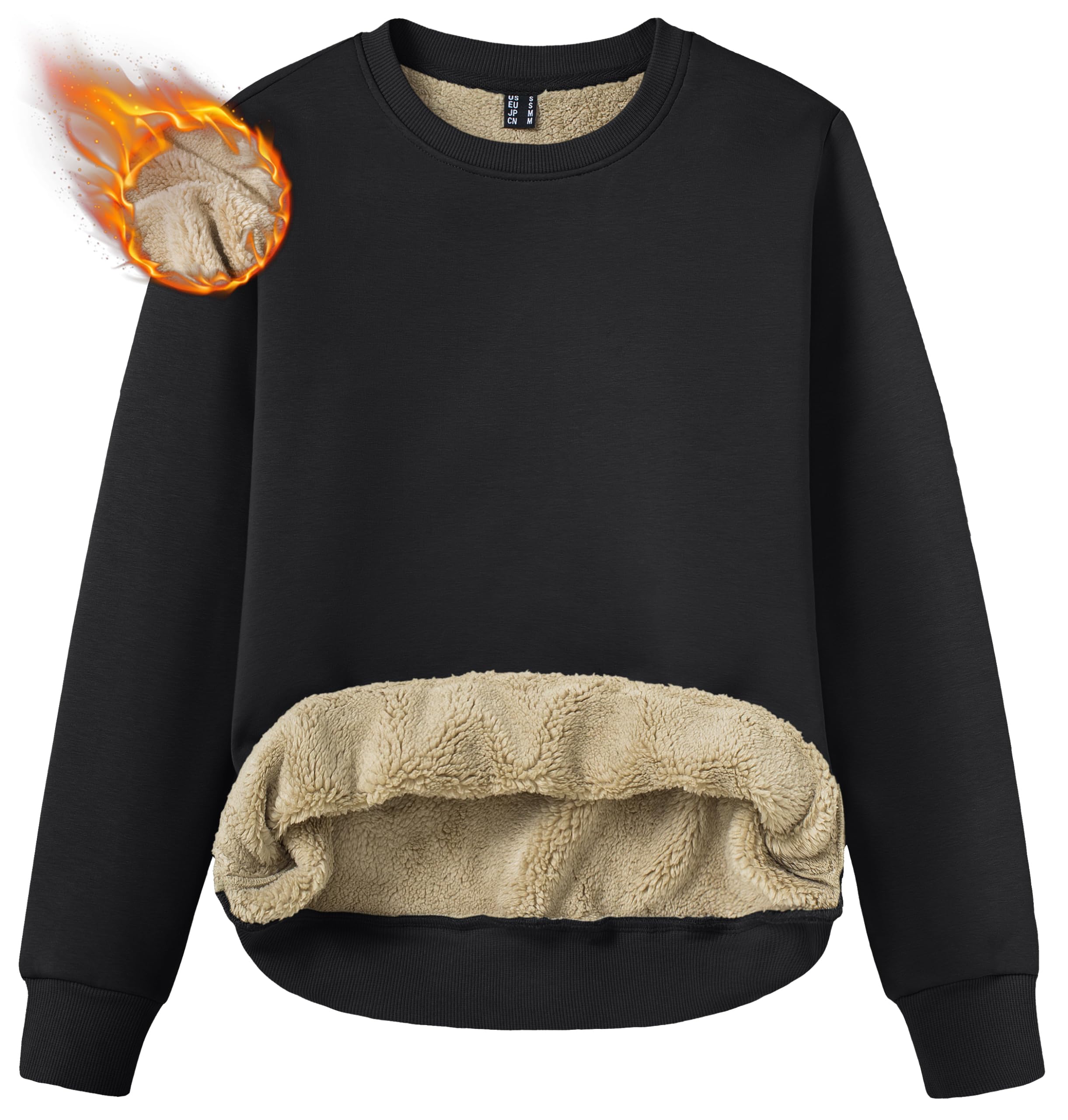 TACVASEN Women's Crewneck Sweatshirt Fleece Lined Sherpa Pullover Winter Shirt Warm Sweaters Long Sleeve Tops