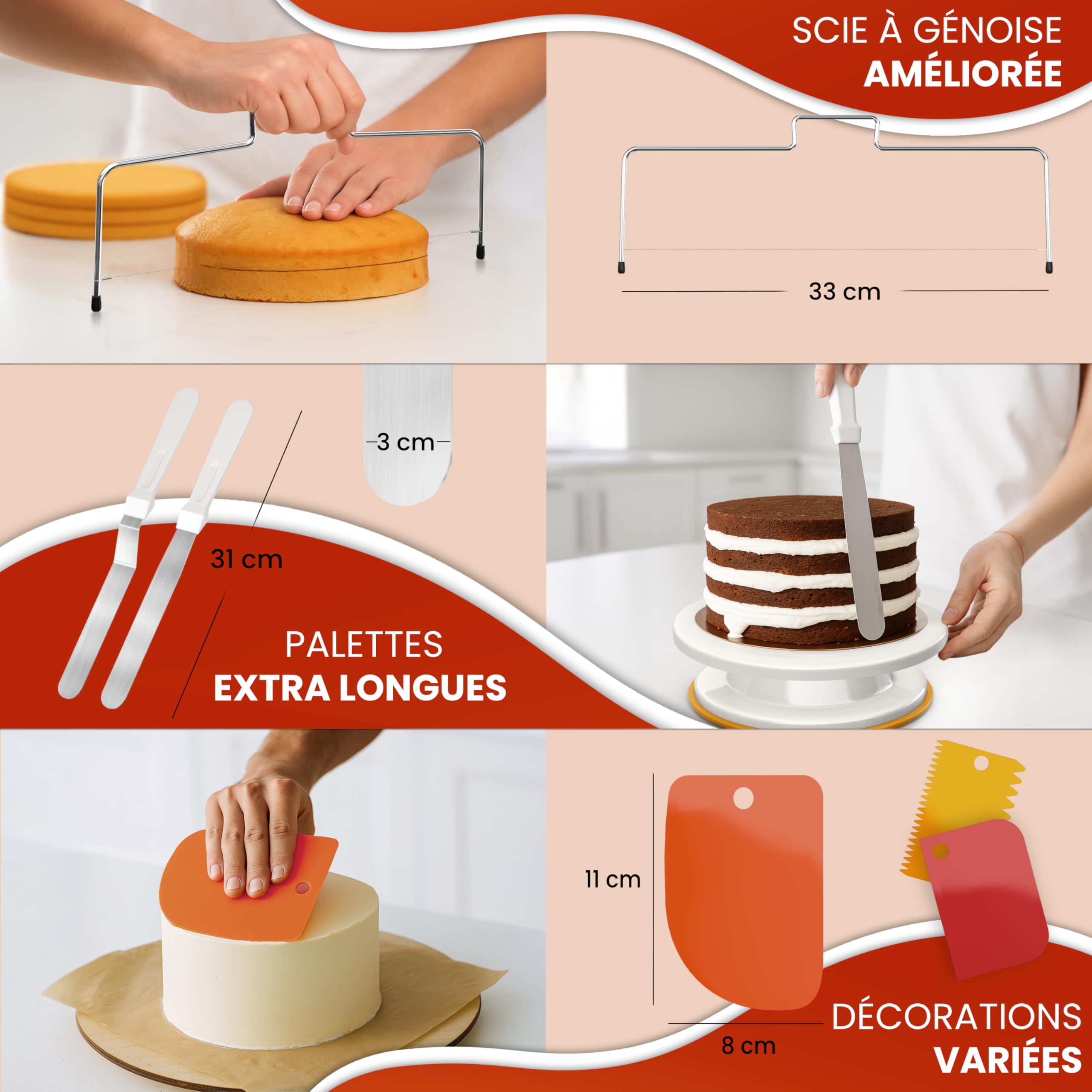 Kit Pâtisserie Professionnel (61 pièces) – Plateau tournant pâtisserie avec douilles, poches à douille, spatules, palettes et nombreux ustensiles de pâtisserie