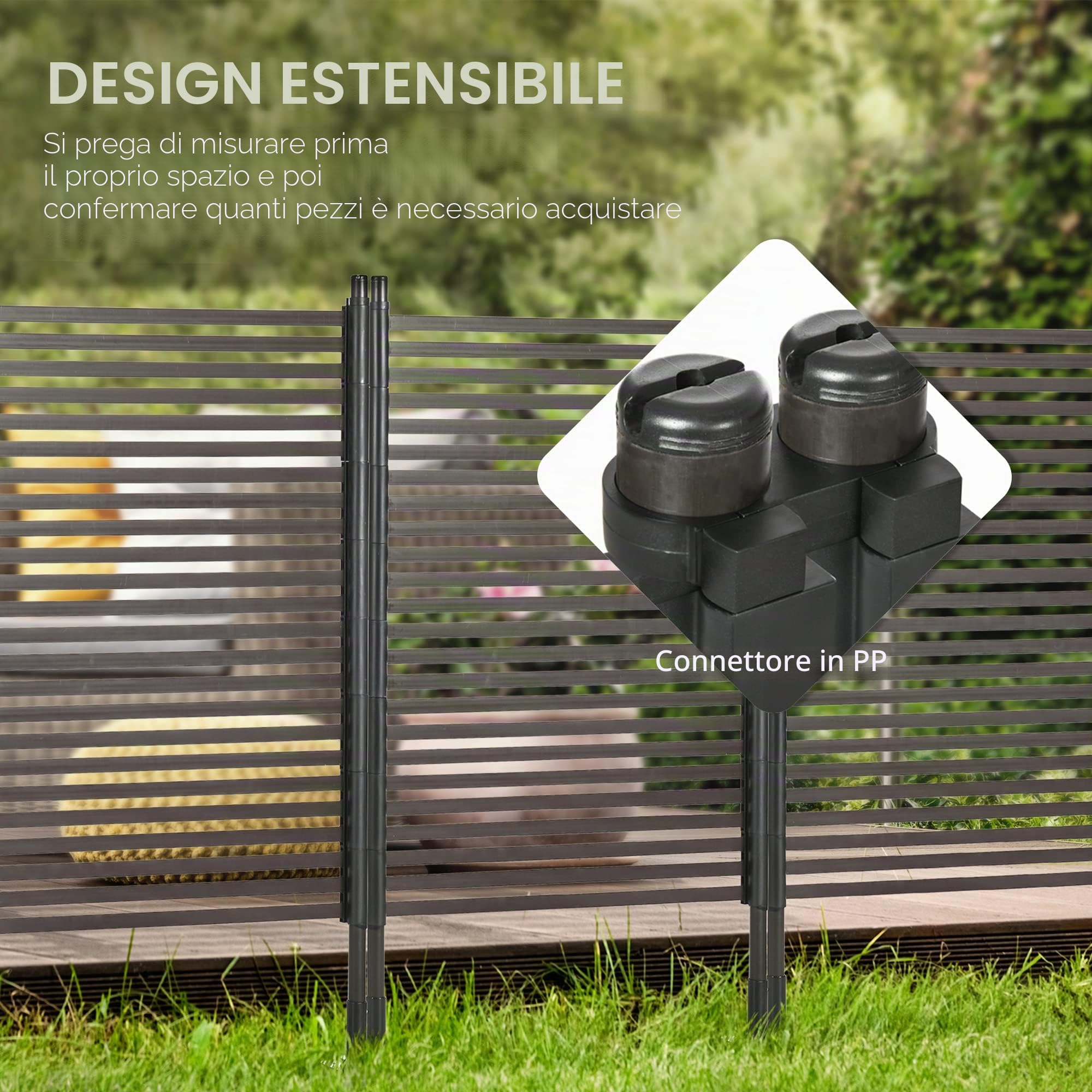 Outsunny Recinzione da Giardino Autoportante 93x22x150 cm Marrone | Modulabile, Divisorio da Esterno a Traliccio in Acciaio, Barriera per Animali, Decorativo per Esterno, Cortile Patio Aiuola