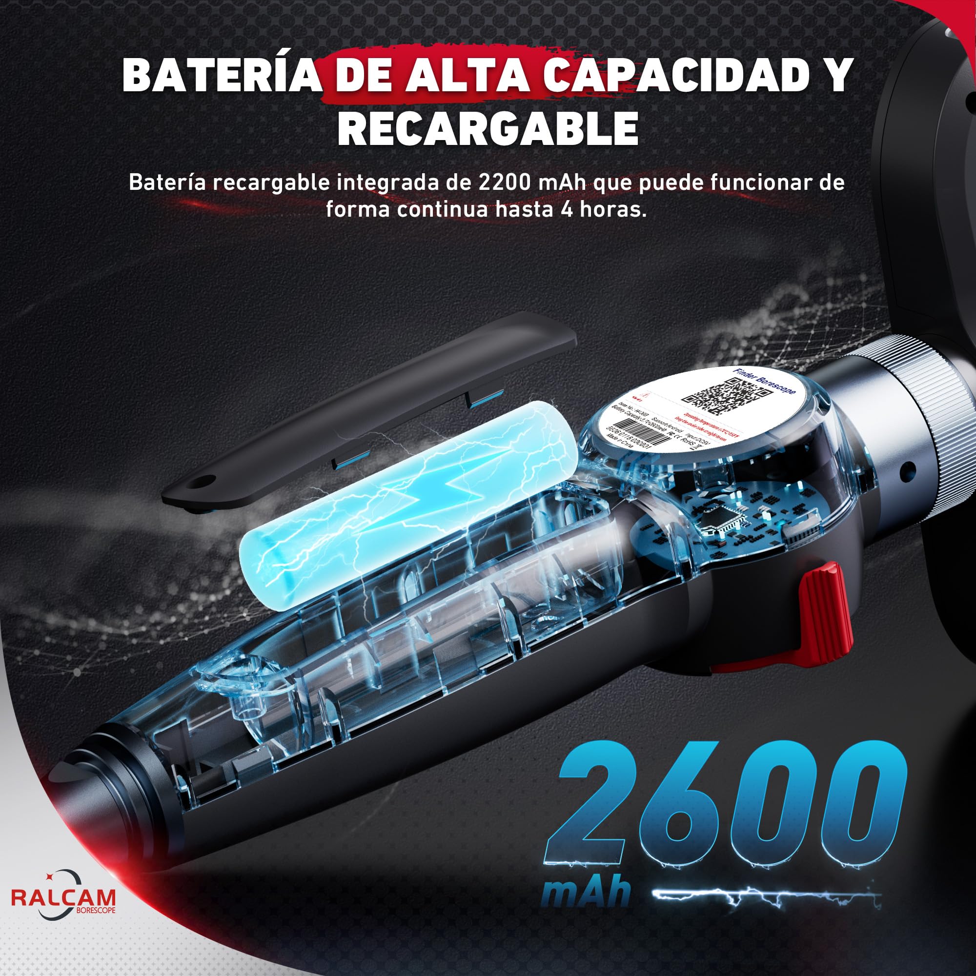 Ralcam Cámara Endoscópica con Pantalla 4,3" HD 1080P, 8,5mm con 6 LED, IP67 Impermeable, Endoscopio Profesional para Automóviles, Hogar y Fontanería (Sonda 1m Flexible)