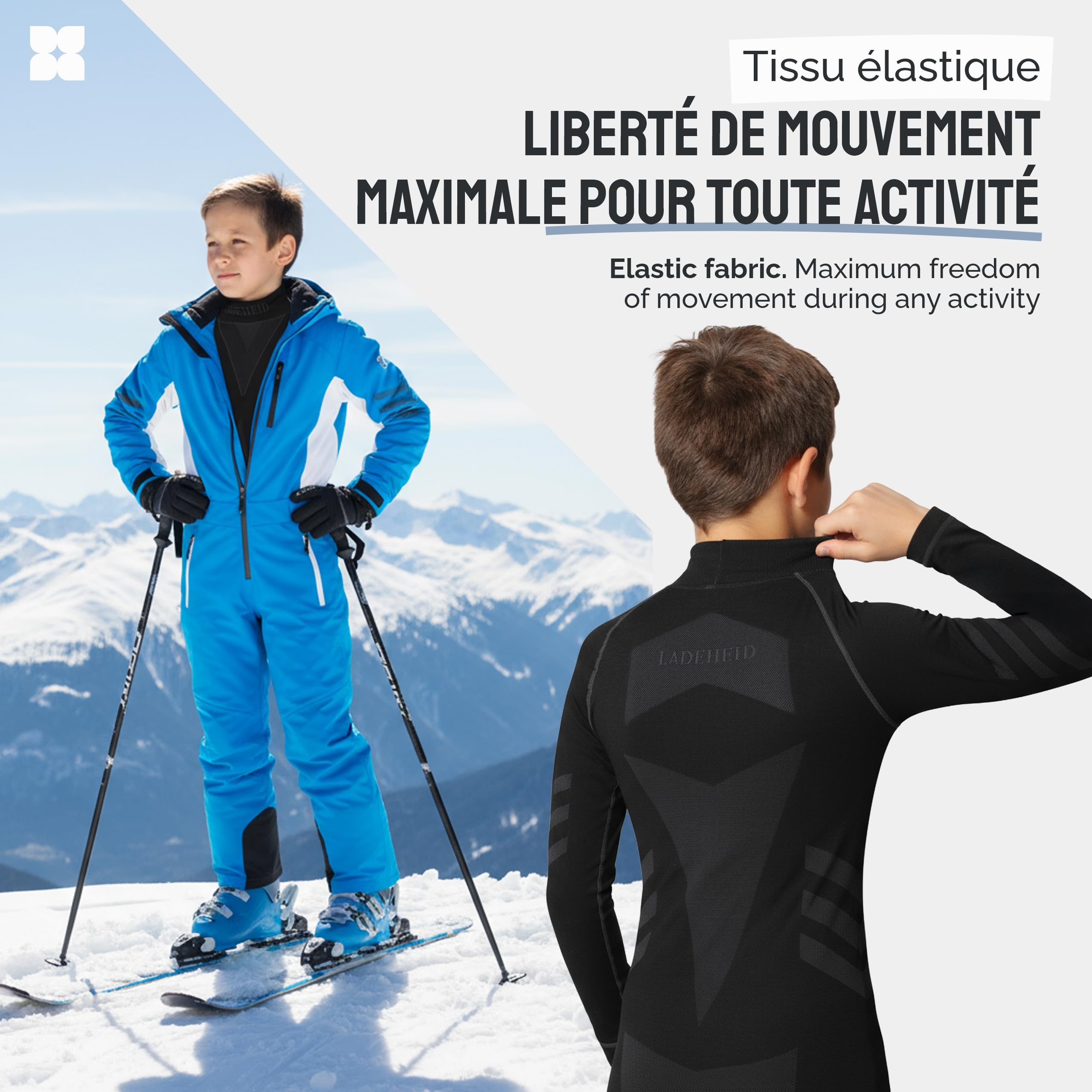 Ladeheid sous-vêtements Thermiques Ensemble Shirt Manches Longues Caleçon Long Unisexe Enfant LAGI009