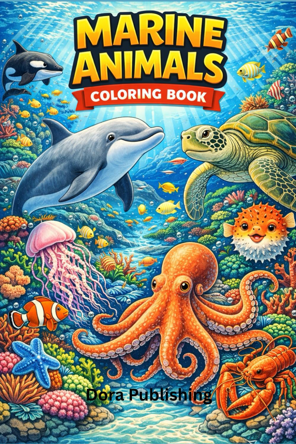 Marine animals Coloring book (Animal Coloring Books for Kids (Ages 4–8))