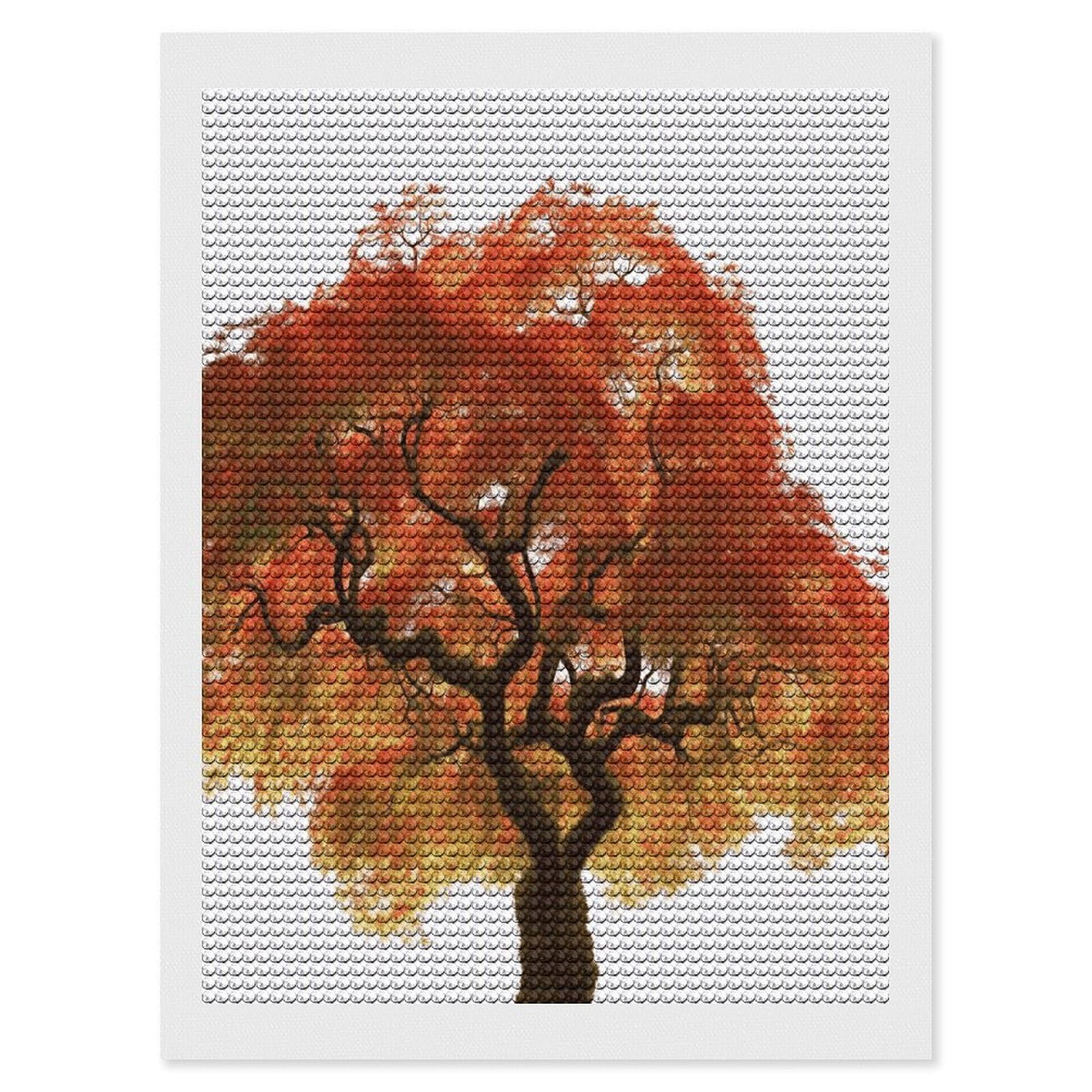 Maple Tree Diamond Art Kits for Adult Round Full Drill Diamond Dots Paintings for Beginner Picture Art DIY Diamond Painting Kits 5D Diamond Art Painting for Home Wall Decor 12"x16"