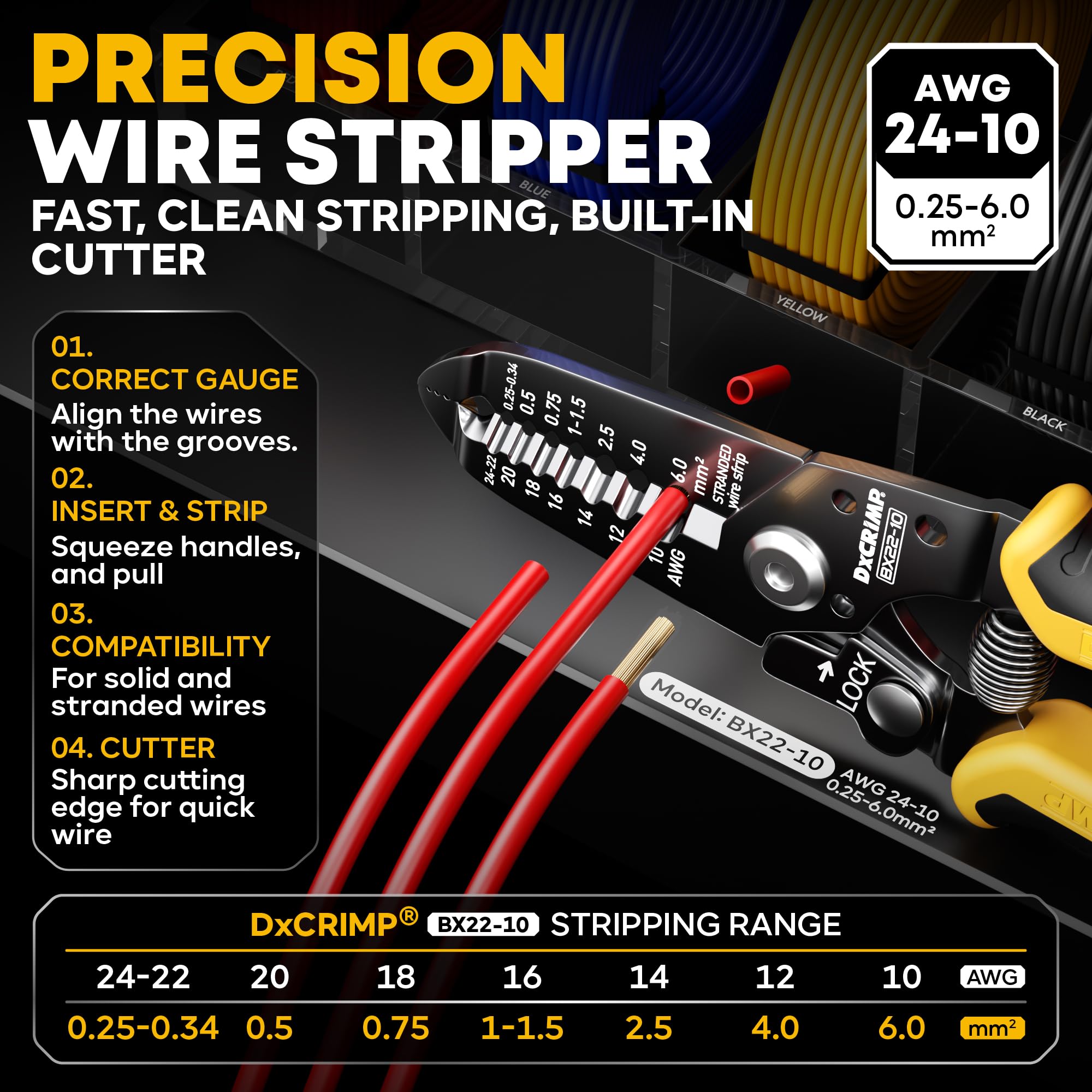 DxCRIMP Kit d'outils à sertir pour pack météo, connecteurs étanches automobiles 1/2/3/4/5/6 broches avec pince à sertir à cliquet 22-12 AWG, pince à dénuder et outil d'extraction, compatible avec