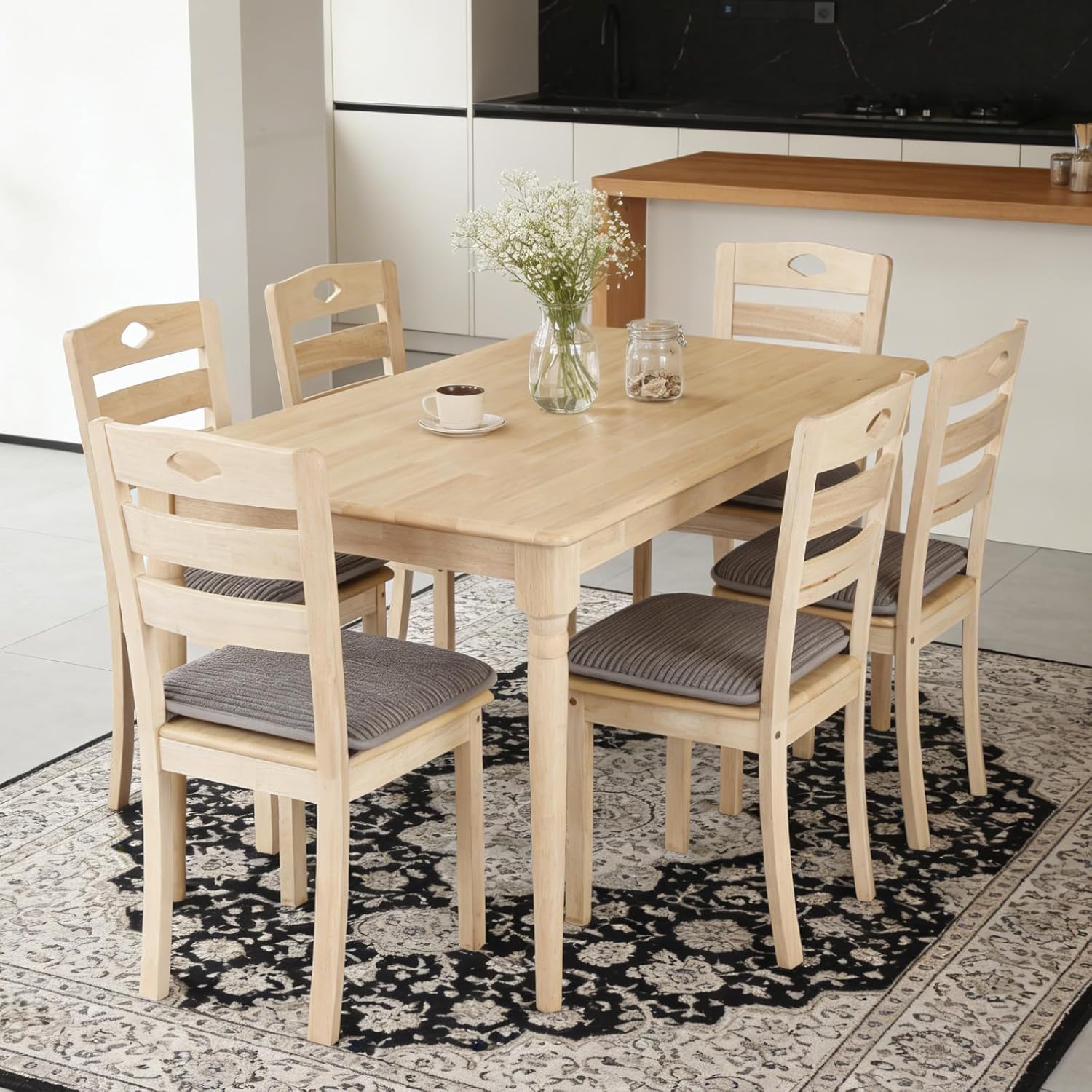 Memory Foam Chair Cushion, Tufted Non-Slip Back Rectangle 17 x 15 Inches Seat Pads for Office, Dinning Room, Kitchen, 4 Counts, Grey