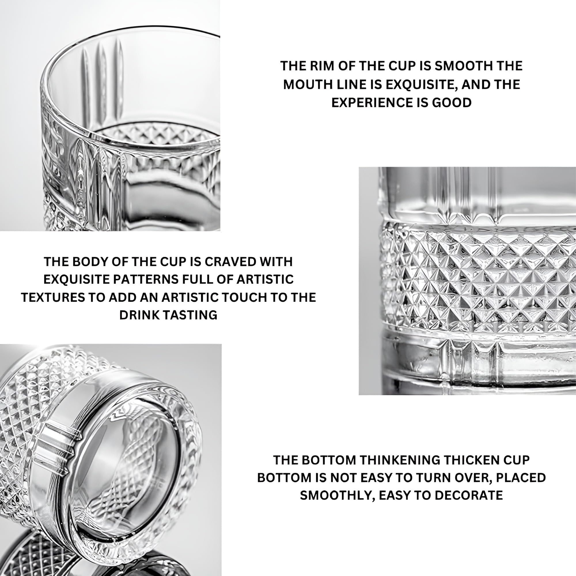 BABALIFINCH Crystal Ring Glassware Set - 250ml Elegance for All Your Beverages Like Juice, Water, Cocktail and More | Pack of 6 2