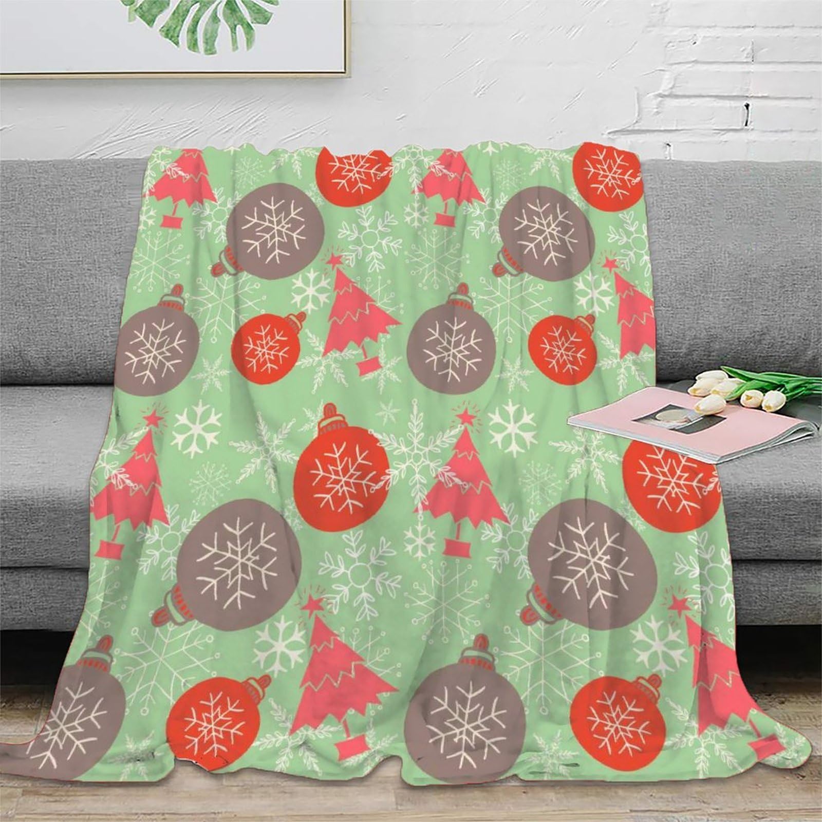 Navideño Decoración Manta Impresa 3D Microfibra Hogar Plaid Navidad Sofá Dormitorio 80x90inch(200x230cm)