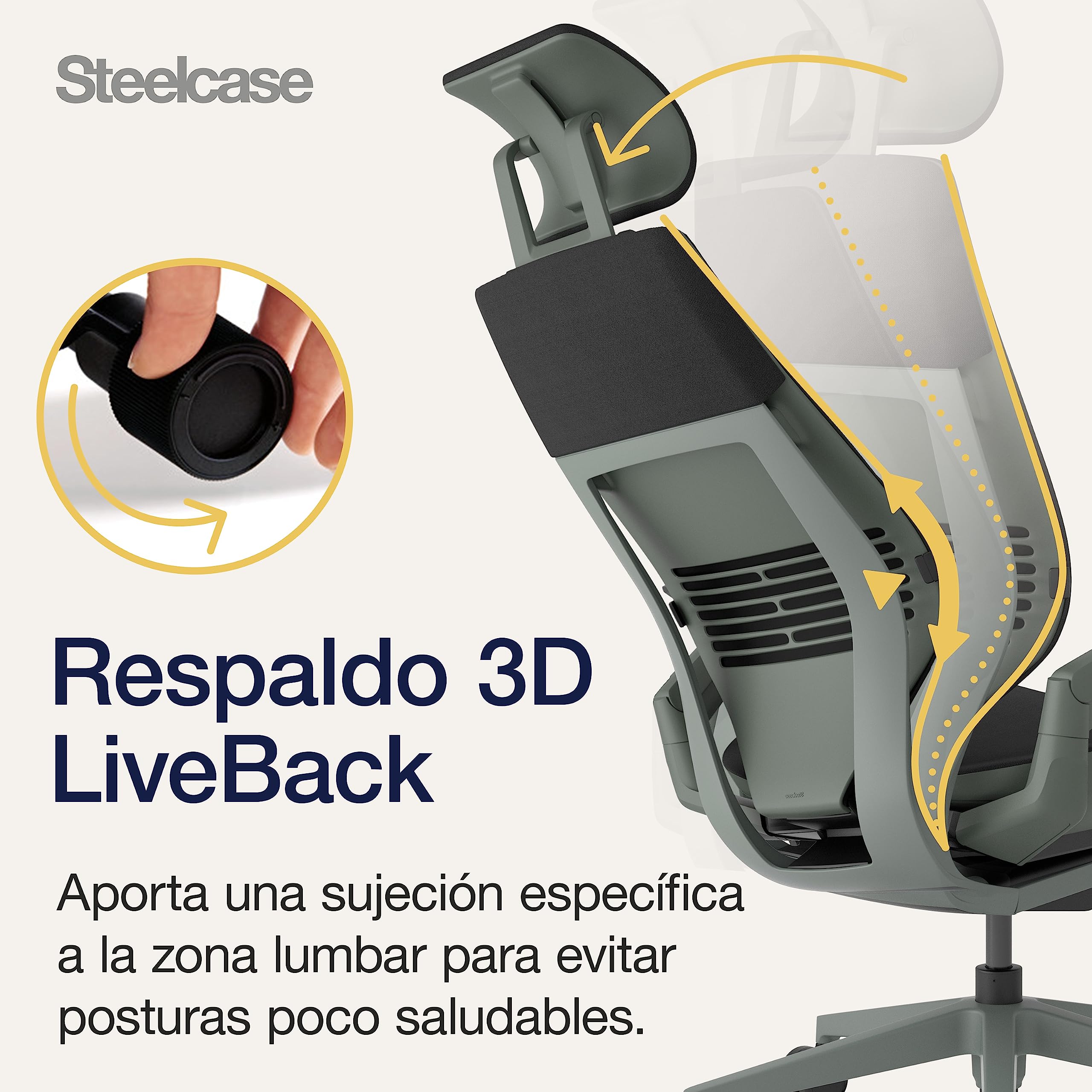 Steelcase Silla ergonómica, Gesture, Lumbar, reposa Cabeza, Ónix | Fabricada en Francia, garantía 12 años, ruedas para todo tipo de suelos, materiales premium, hasta 180 kg y 190 cm