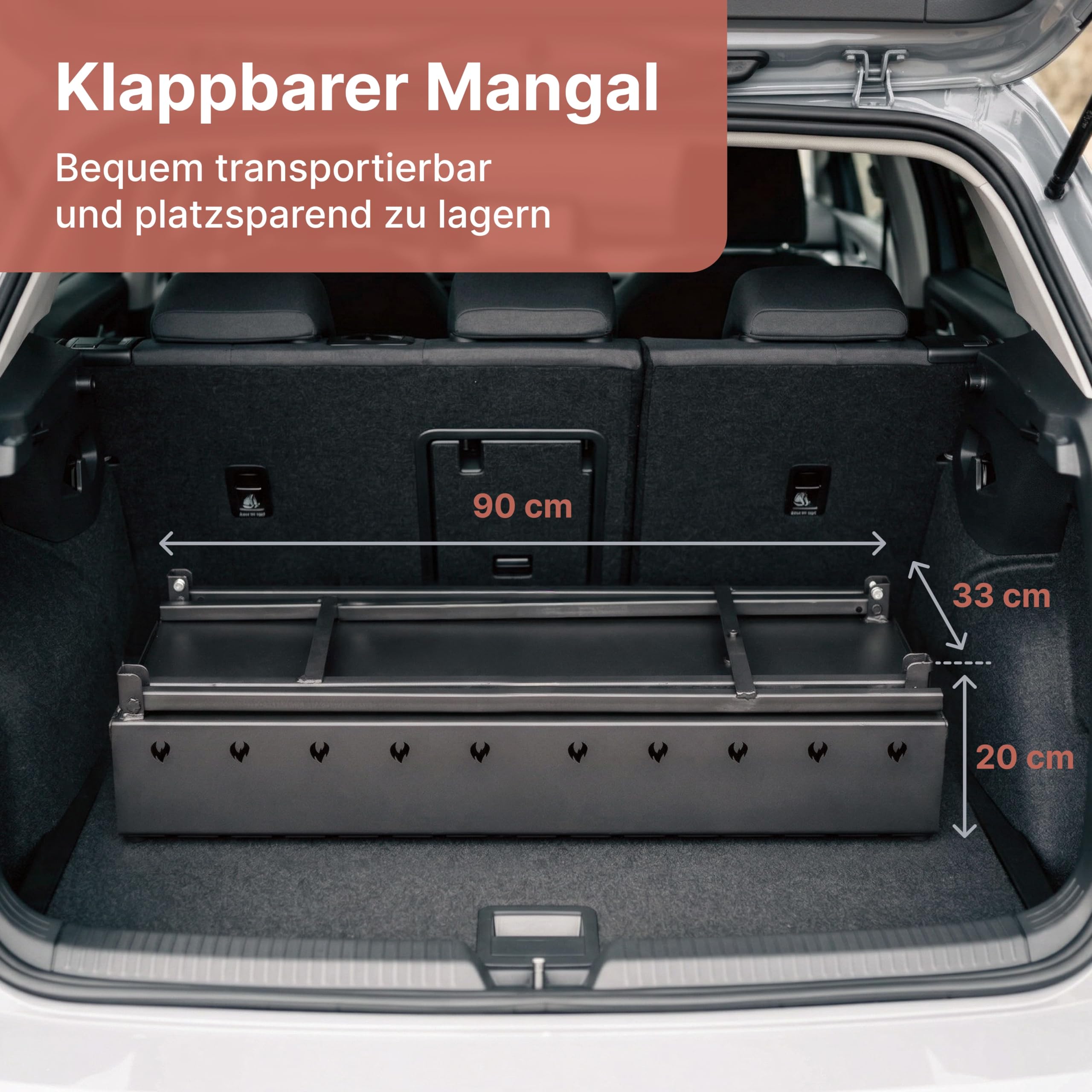 Mangal Klappbar Holzkohlegrill für 14 Spieße 2 mm Stahl 90x33 cm Schaschlik Grill Shashlychnik BBQ Klappgrill Ideal für Garten, Camping & Picknick