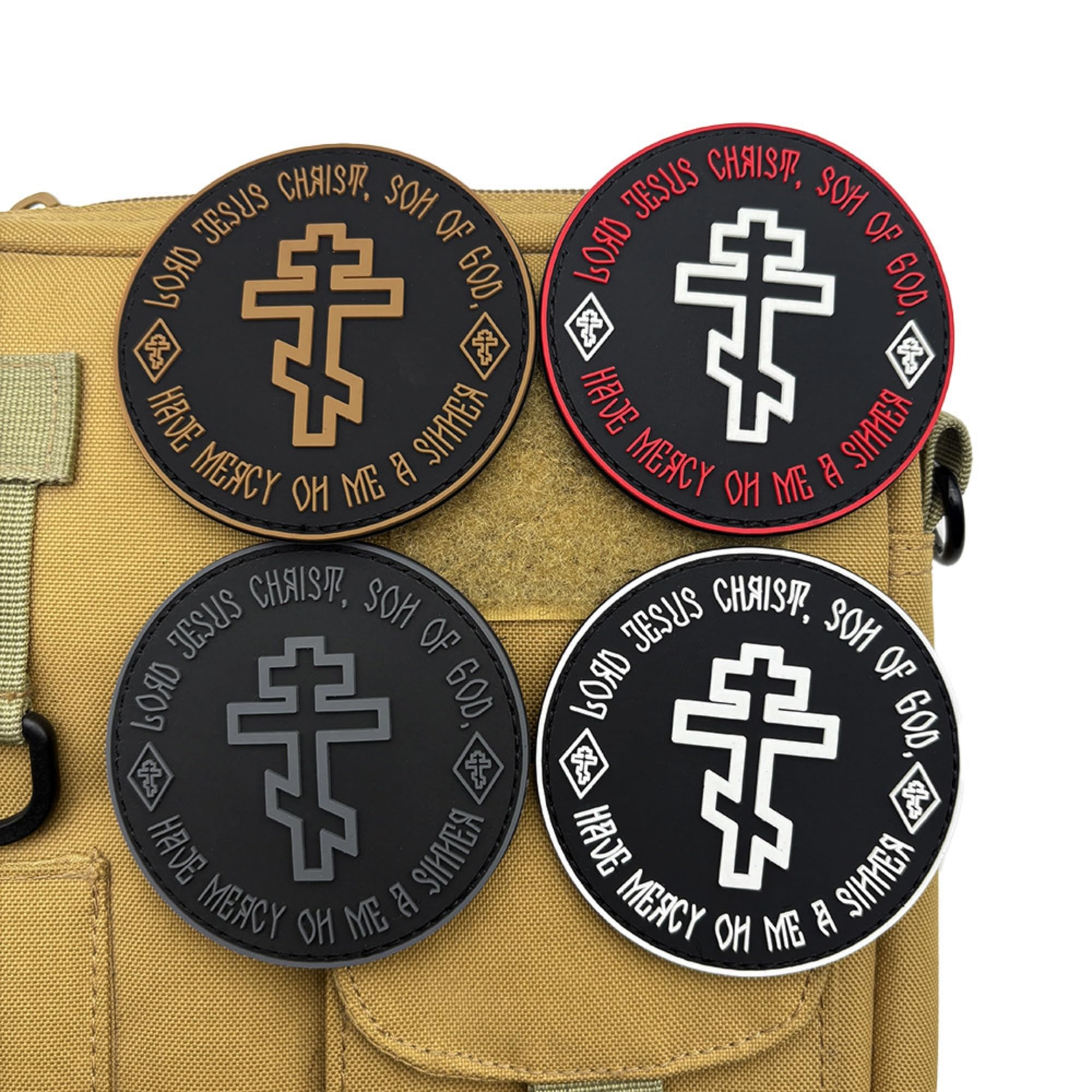 Lord Jesus Christ Son of God PCW naszywka morale, emblemat religijny z haczykowym spodem, 8 cm okrągłe, miękkie gumowe plakietki na plecak outdoorowy (wielokolorowe)
