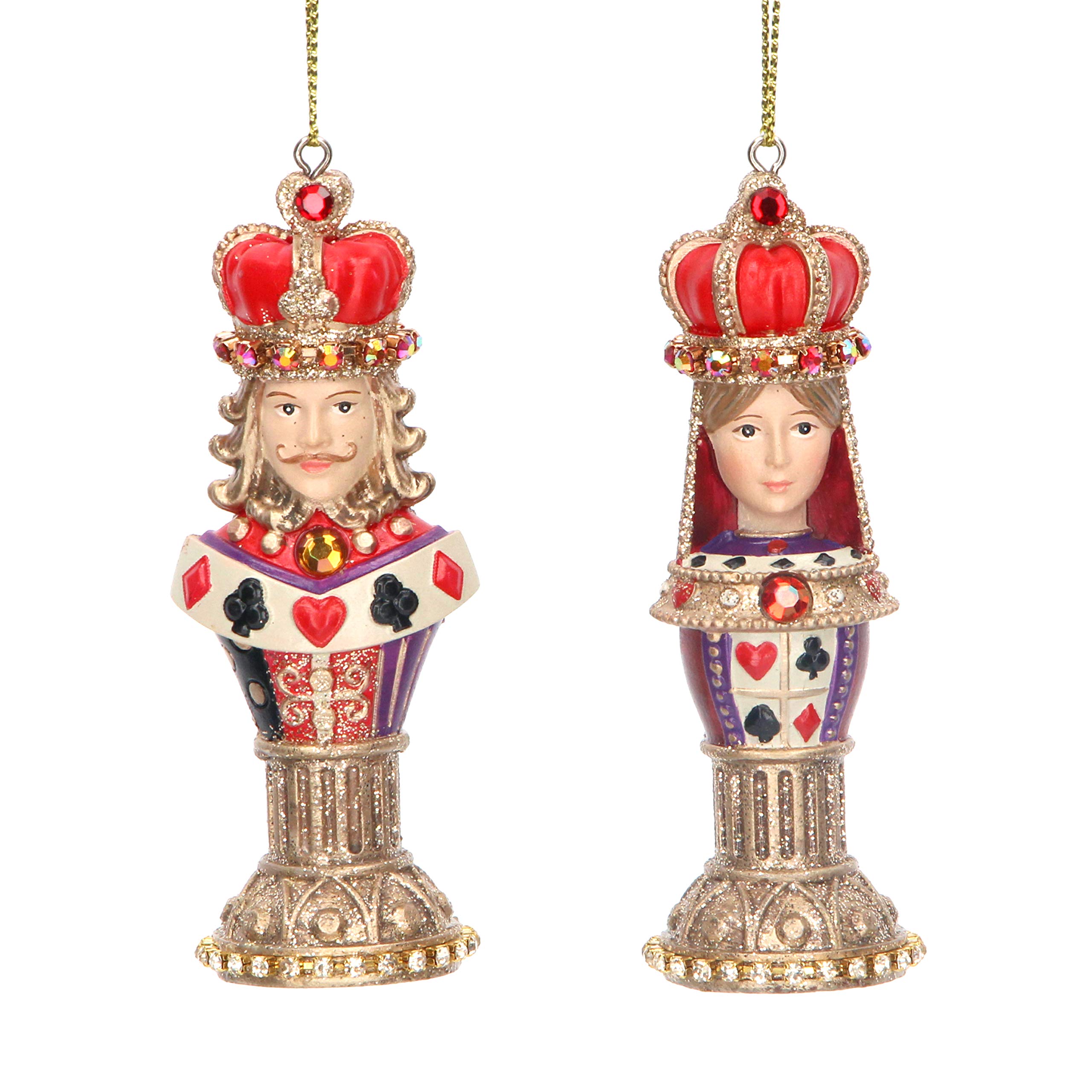 Gisela Graham King & Queen Chess Piece Resin Decoration 8 cm, Set of 2 Assorted