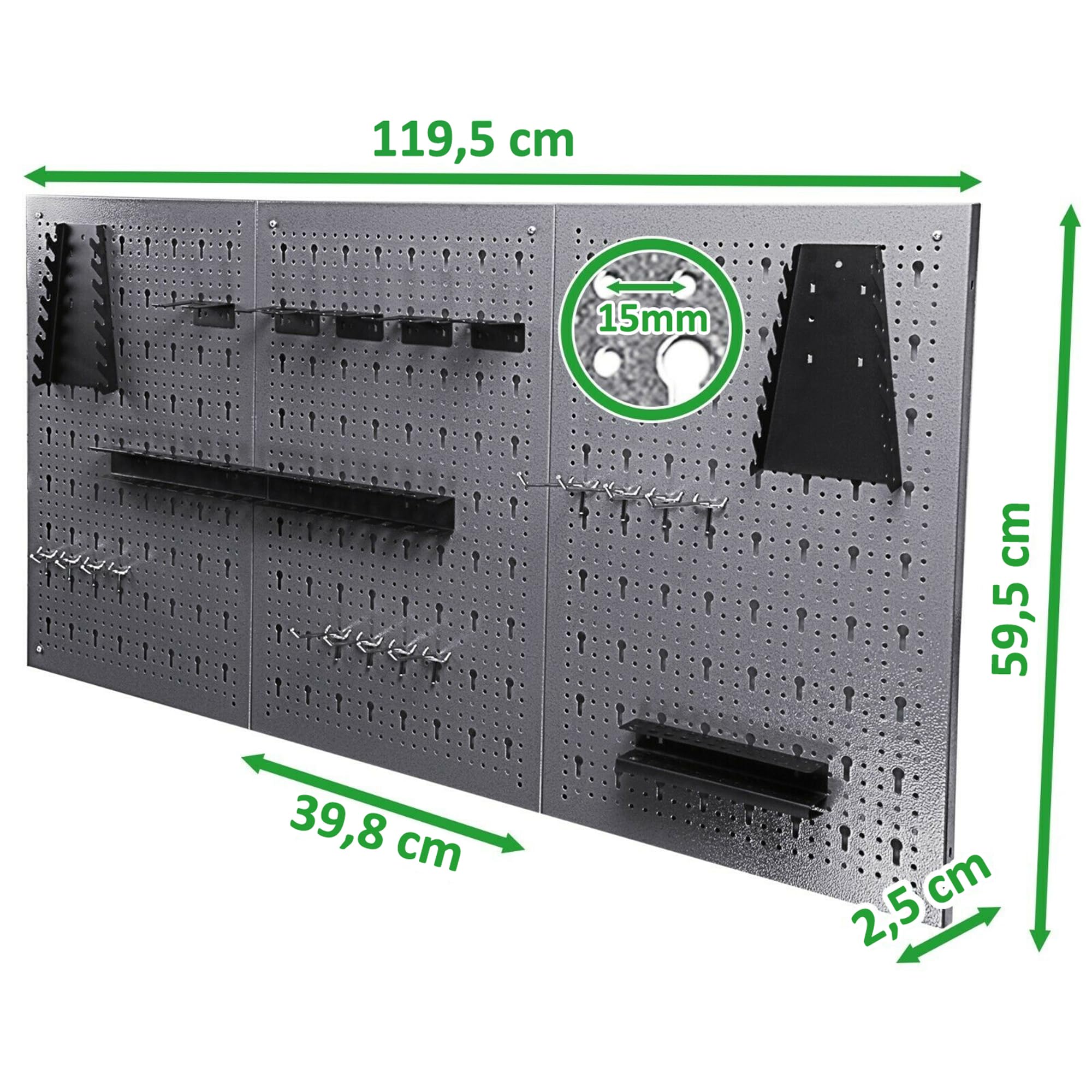 Ondis24 Werkbank Werkstatt 120x60cm Mit 25mm Melaminarbeitsplatte, 151cm Höhe, 2 Ablageflächen, Metallgehäuse, Lochwand Werkstatt Set Mit 3 Lochwänden & 22 Haken Für Handwerker