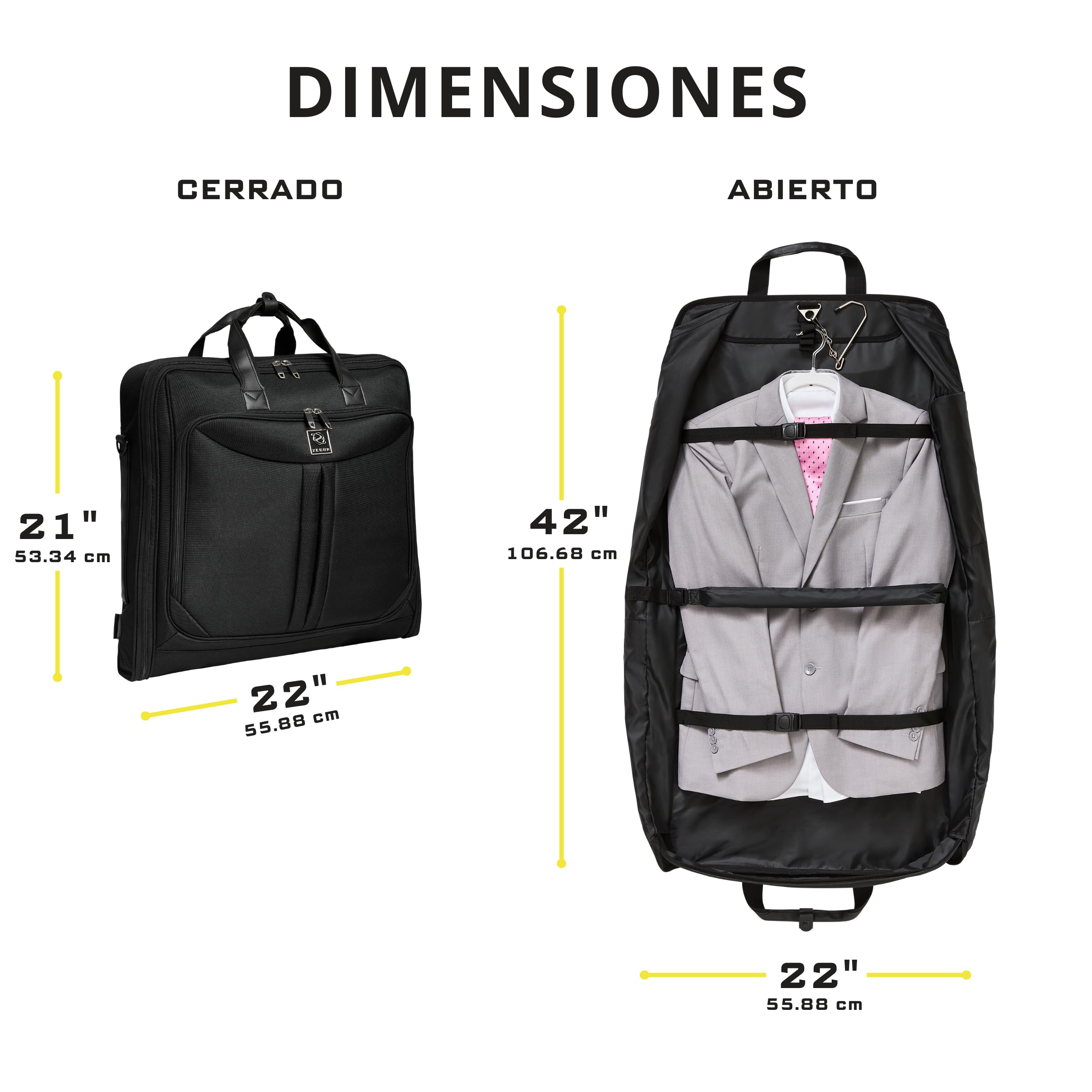 ZEGUR Bolsa de Transporte para Ropa para Viajes y Viajes de Negocios, diseño Elegante, con Correa para el Hombro y Bolsillos de organización