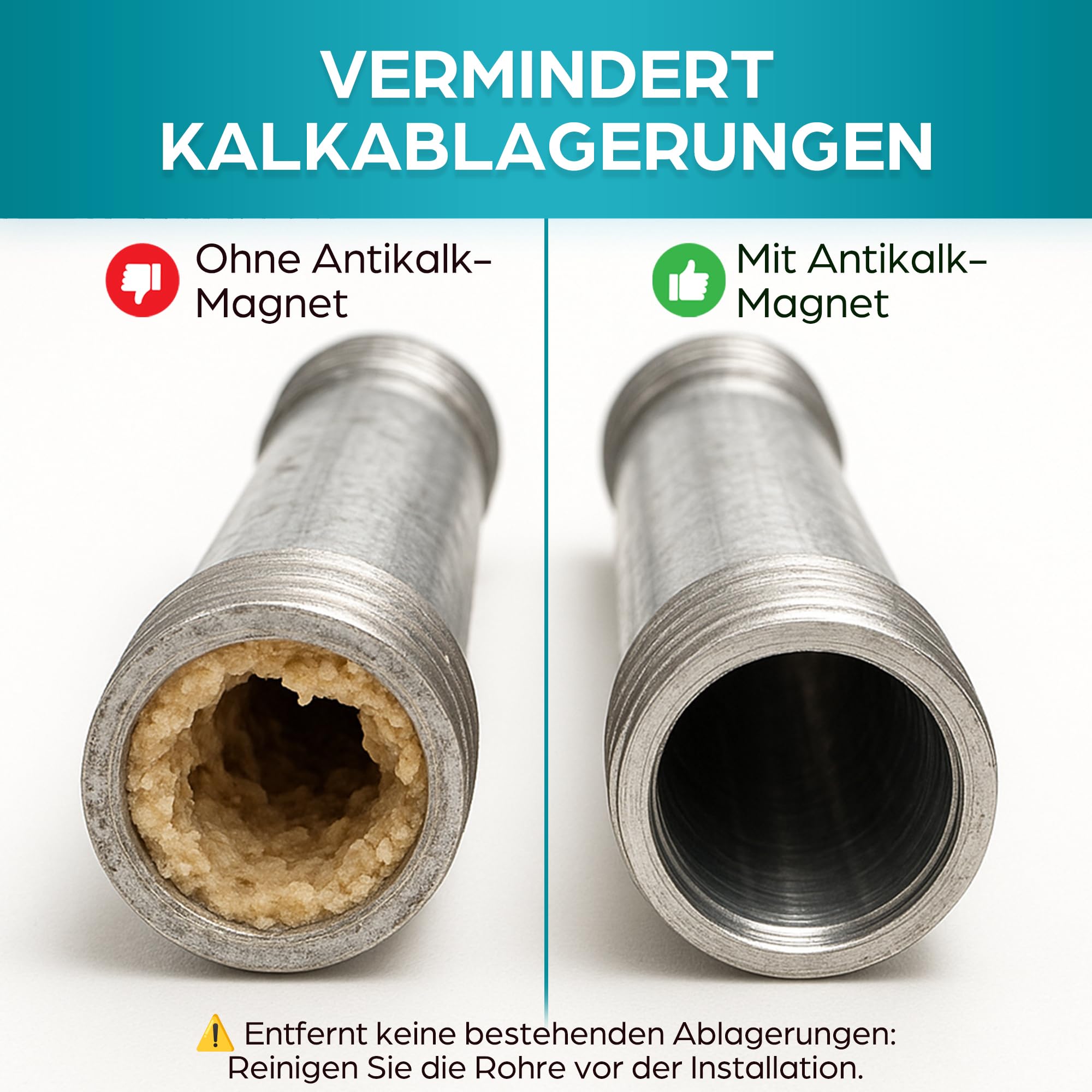ORINKO Anti Kalk Magnet Wasserenthärter für Wasserleitungen – Magnetischer Kalkfilter ohne Chemie – Ideal für Waschmaschine, Geschirrspüler, Wasserhahn – Nachhaltiger Kalkschutz ohne Entkalkungsanlage