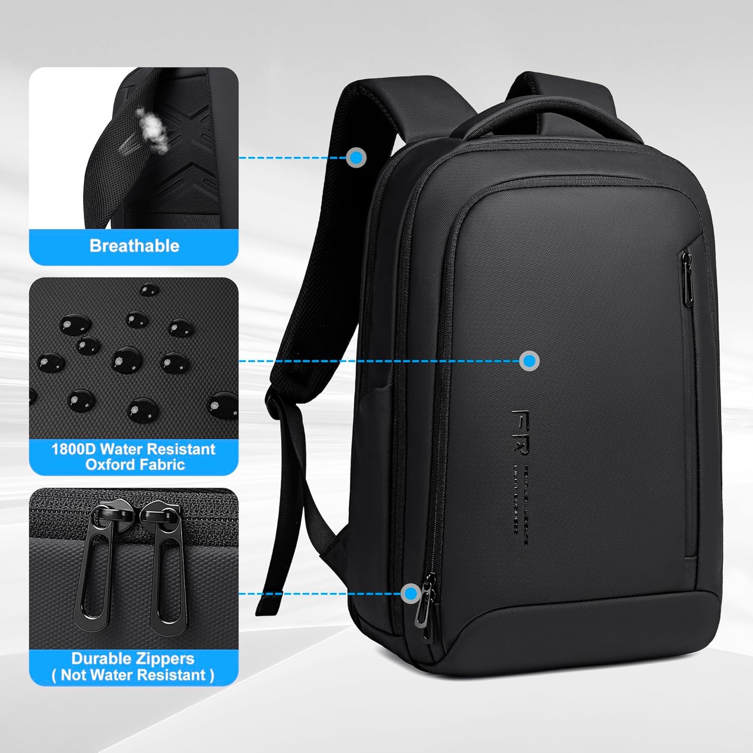 Laptop Backpack for Men, Business Backpack with USB Charging Port,Water Resistant Tech Backpack, Mens 17 Inch Laptop Bag for Work/Commuter/College - Image 5