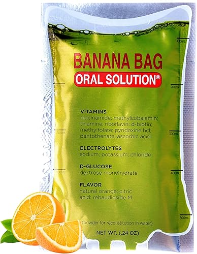 Banana Bag Oral Solution Paquete de electrolitos y vitaminas en polvo para reconstitución en agua para beber naranja dulce paquete de 3